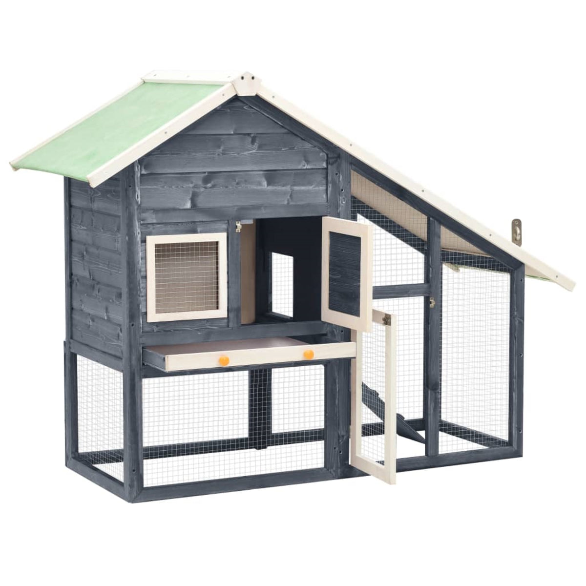 Vidaxl Rabbit Hutch Gray And White 55.1'X24.8'X47.2' Solid Firwood