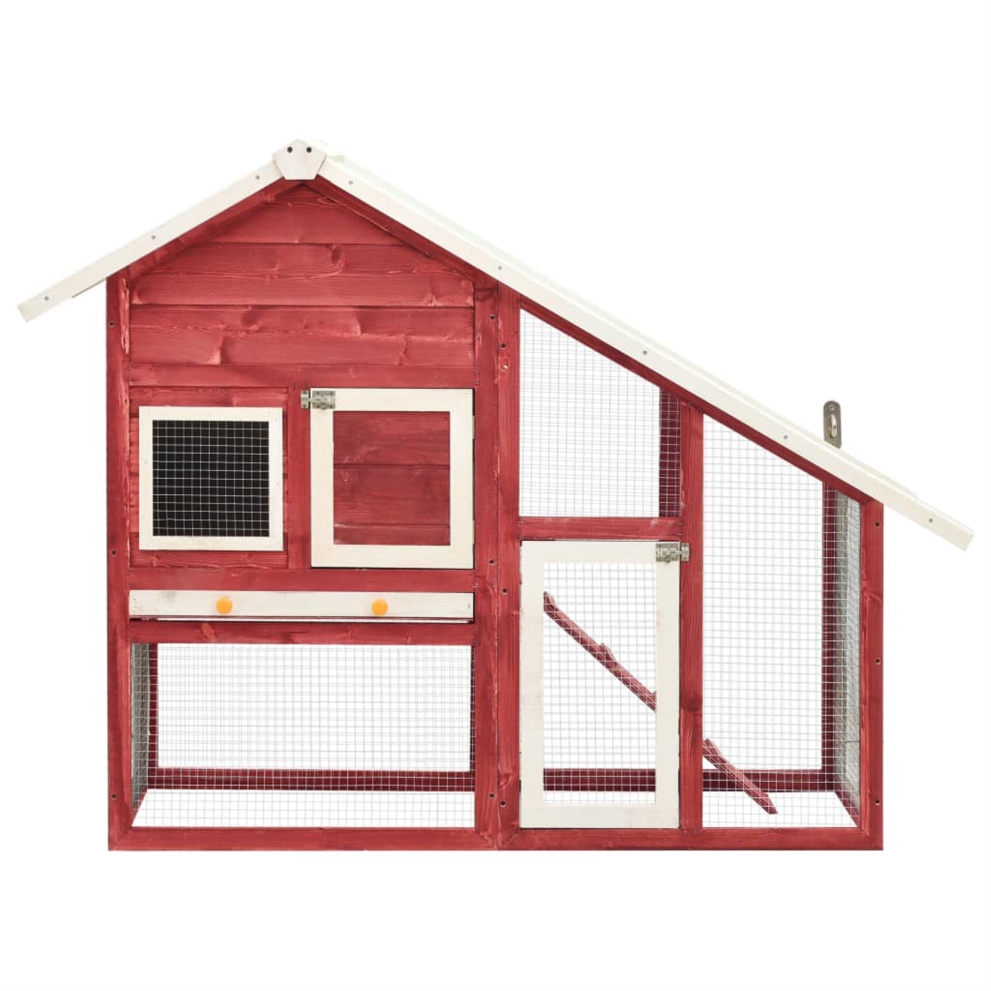 Vidaxl Rabbit Hutch Red And White 55.1'X24.8'X47.2' Solid Firwood