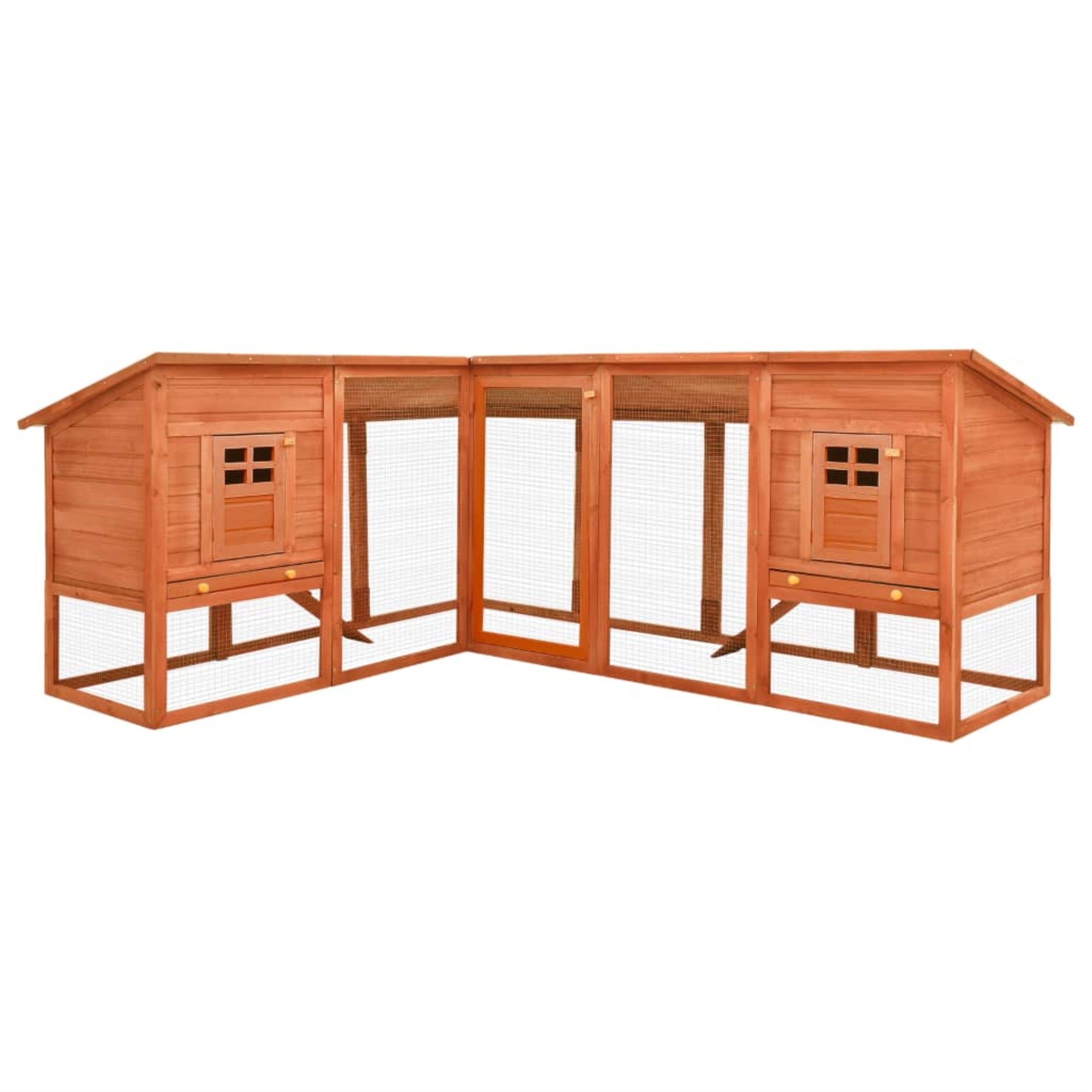 Vidaxl Outdoor Rabbit Hutch With Run Brown Solid Fir Wood