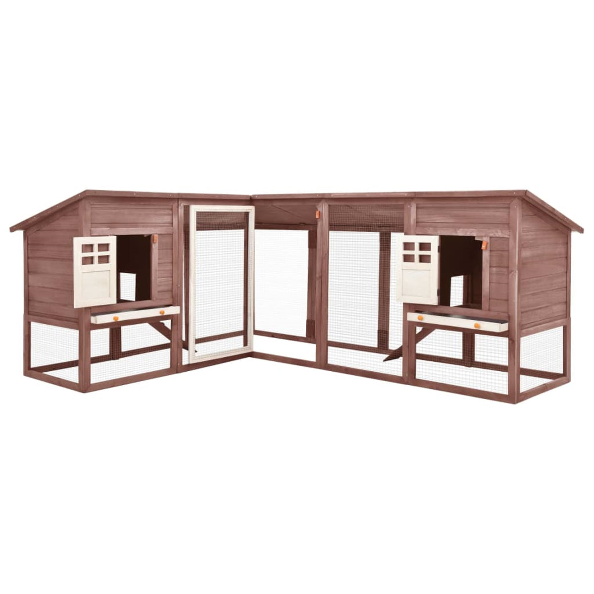 Vidaxl Outdoor Rabbit Hutch With Run Mocca And White Solid Fir Wood