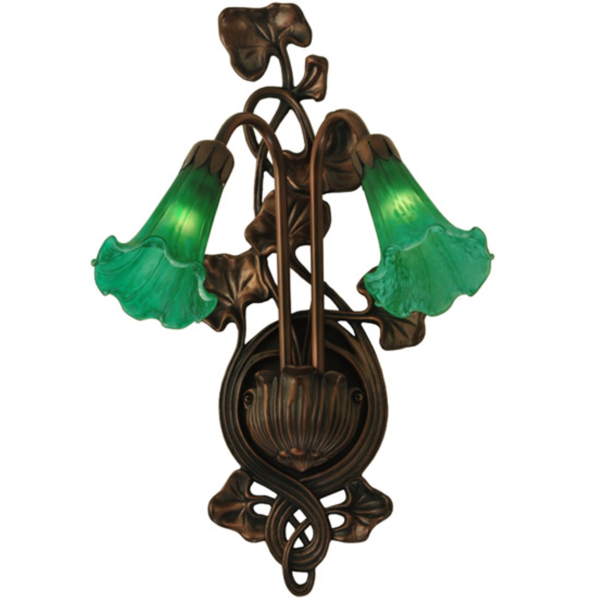 11'W Green Pond Lily 2 Lt Wall Sconce