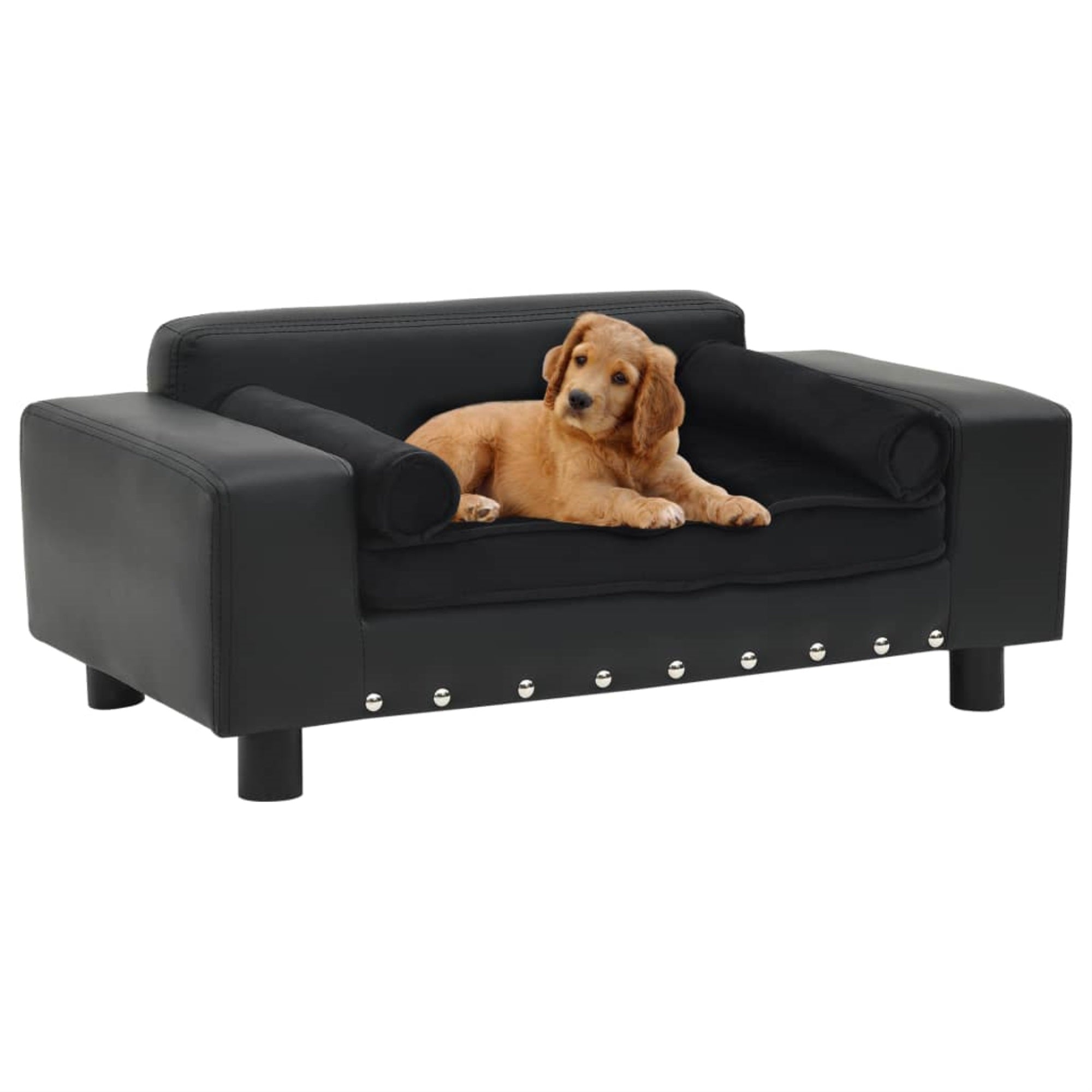 Vidaxl Dog Sofa Black 31.9'X16.9'X12.2' Plush And Faux Leather