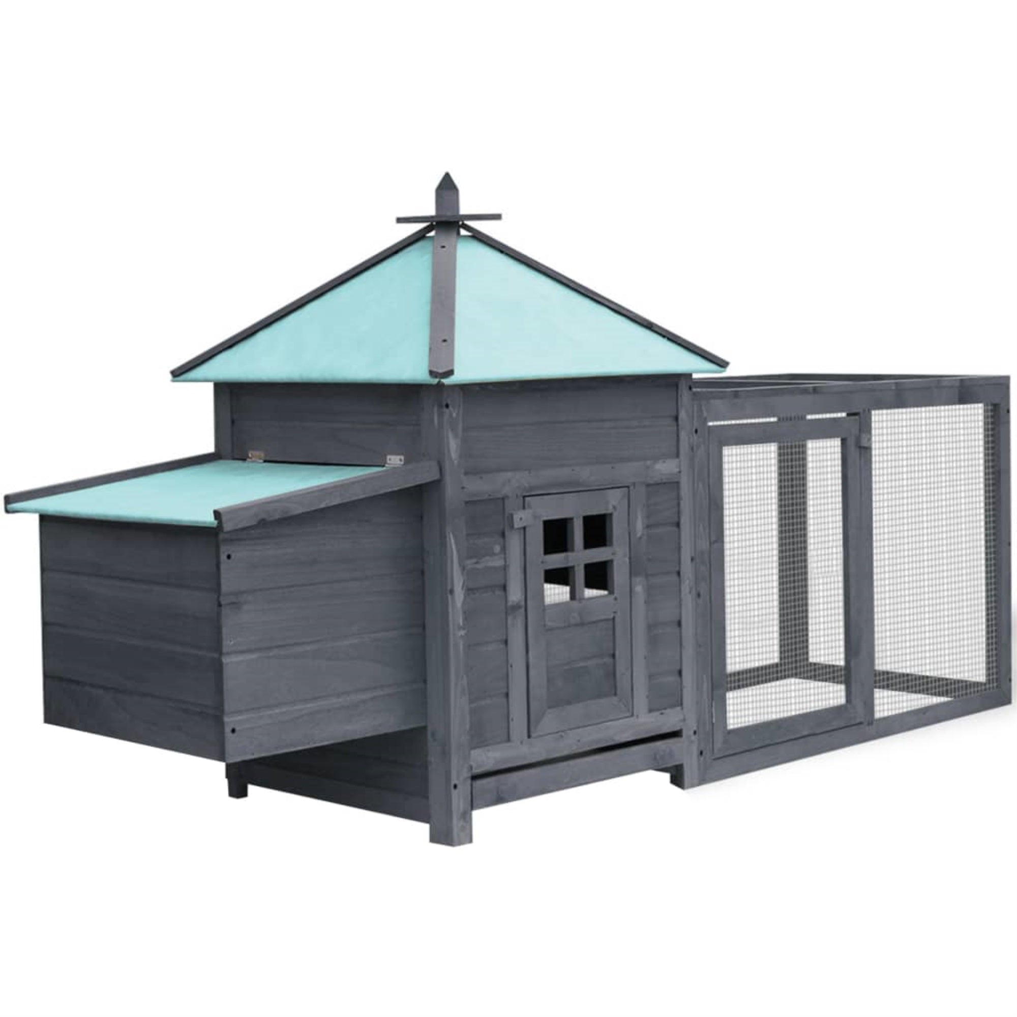 Vidaxl Chicken Coop With Nest Box Gray 76'X26.8'X41' Solid Firwood