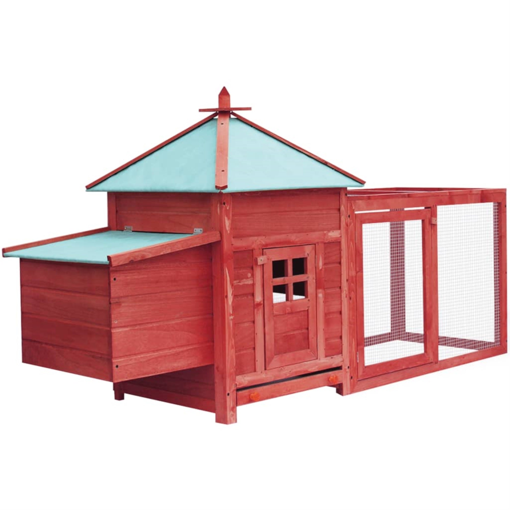 Vidaxl Chicken Coop With Nest Box Red 76'X26.8'X41' Solid Firwood