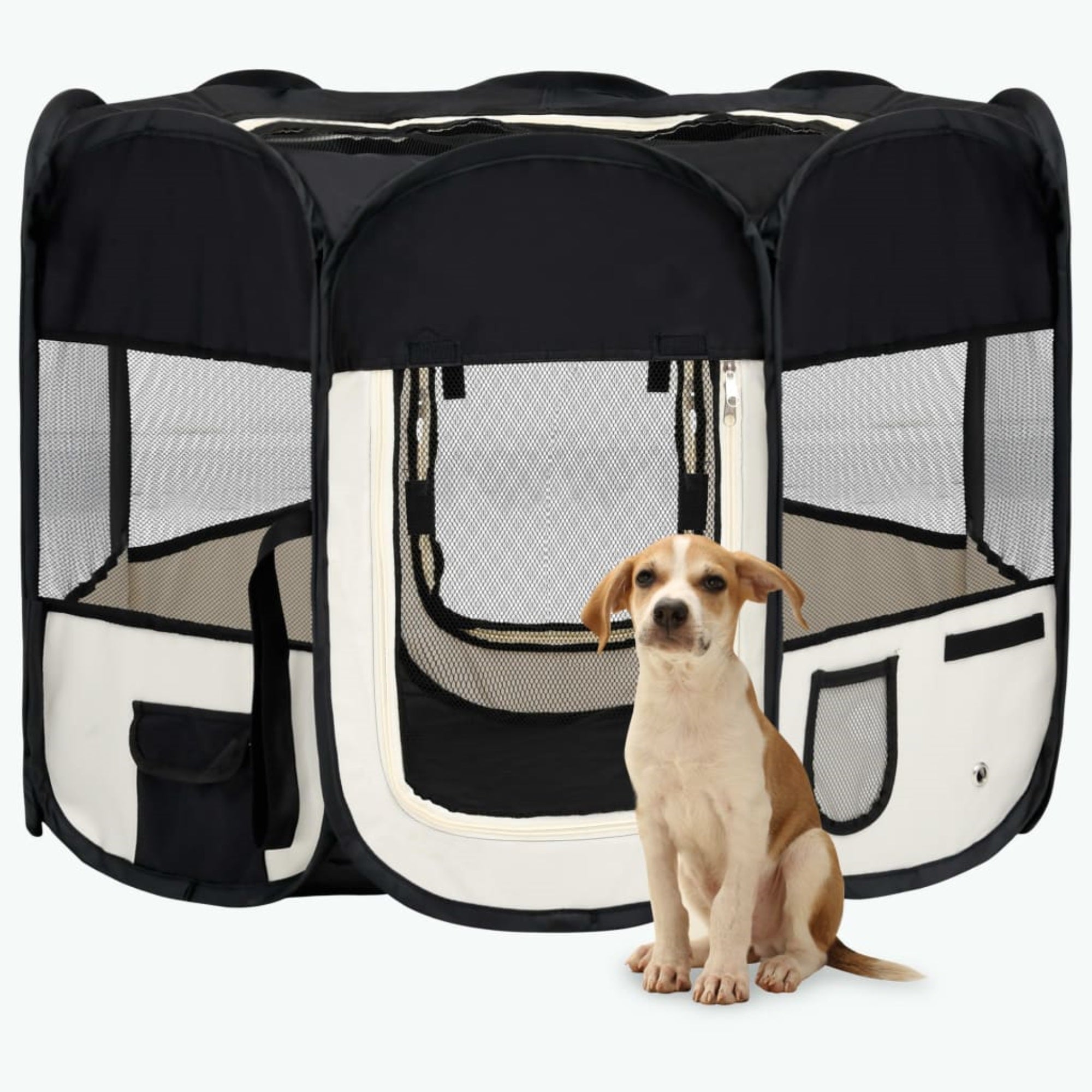 Vidaxl Foldable Dog Playpen With Carrying Bag Black 35.4'X35.4'X22.8'