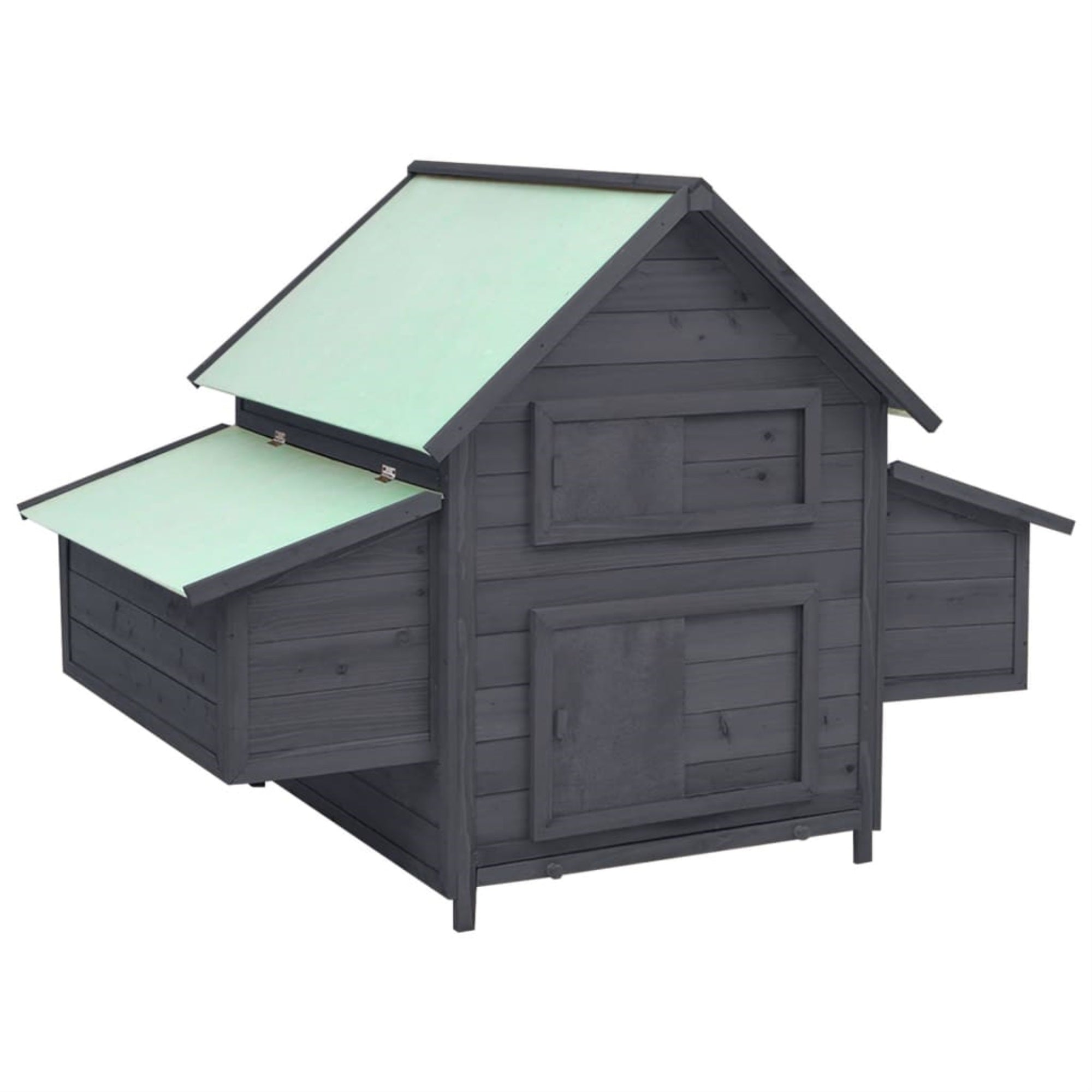Vidaxl Chicken Coop Gray And White 59.8'X37.7'X43.3' Solid Firwood