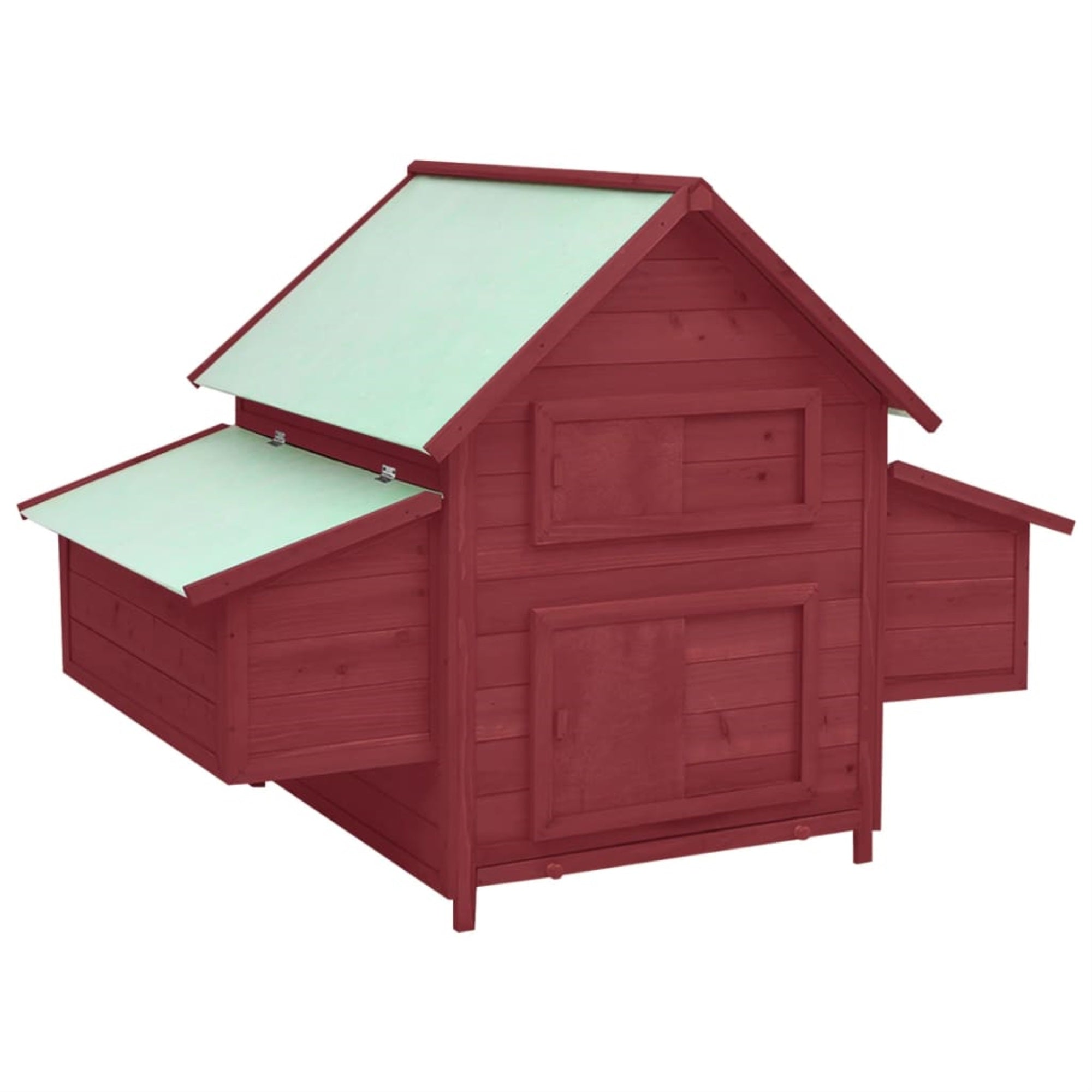 Vidaxl Chicken Coop Red And White 59.8'X37.7'X43.3' Solid Firwood