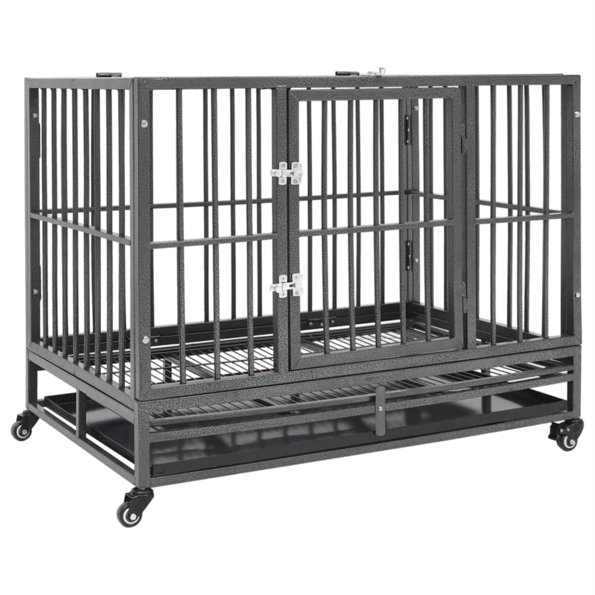 Vidaxl Dog Cage With Wheels Steel 36.2'X24.4'X29.9'