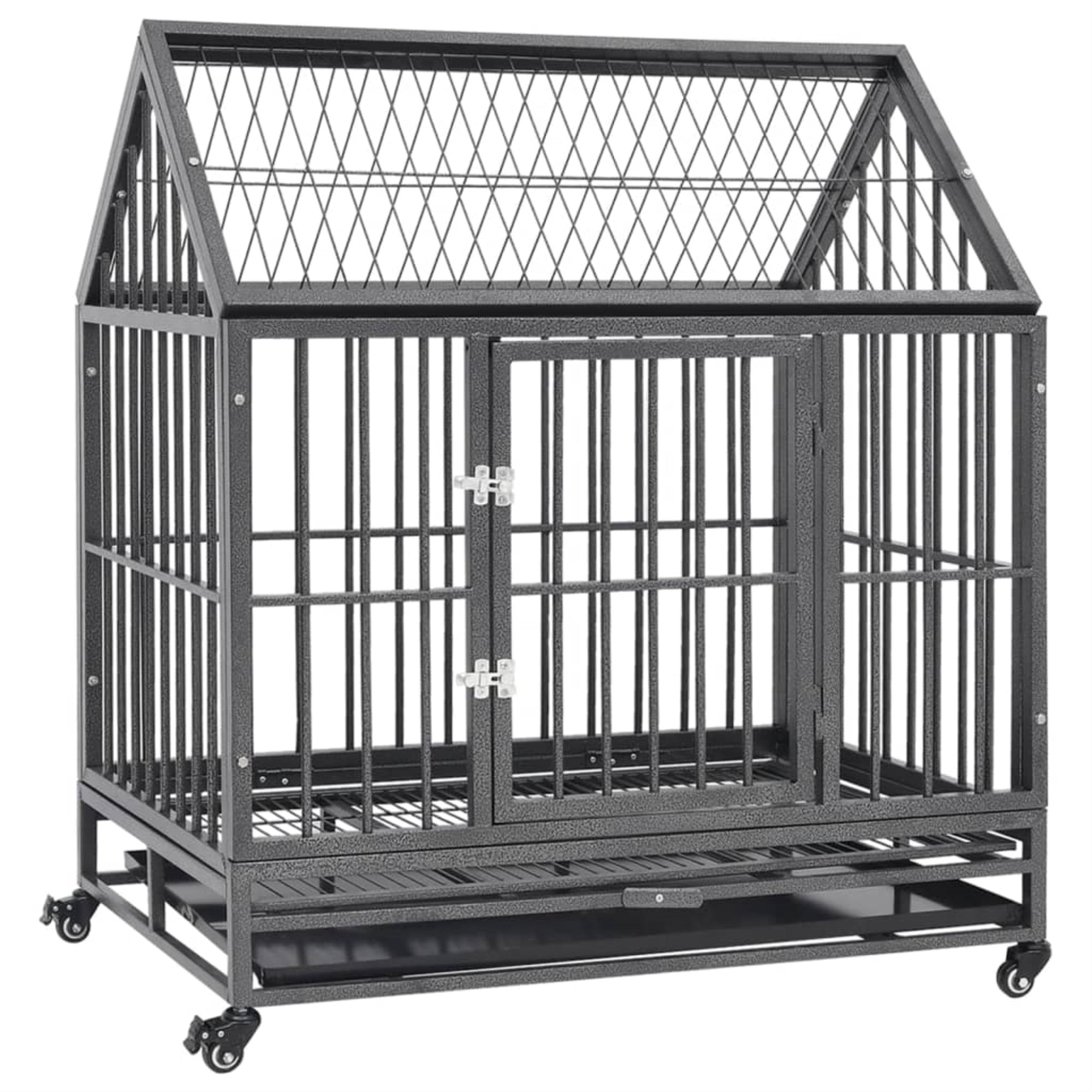 Vidaxl Dog Cage With Wheels And Roof Steel 36.2'X24.4'X41.7'
