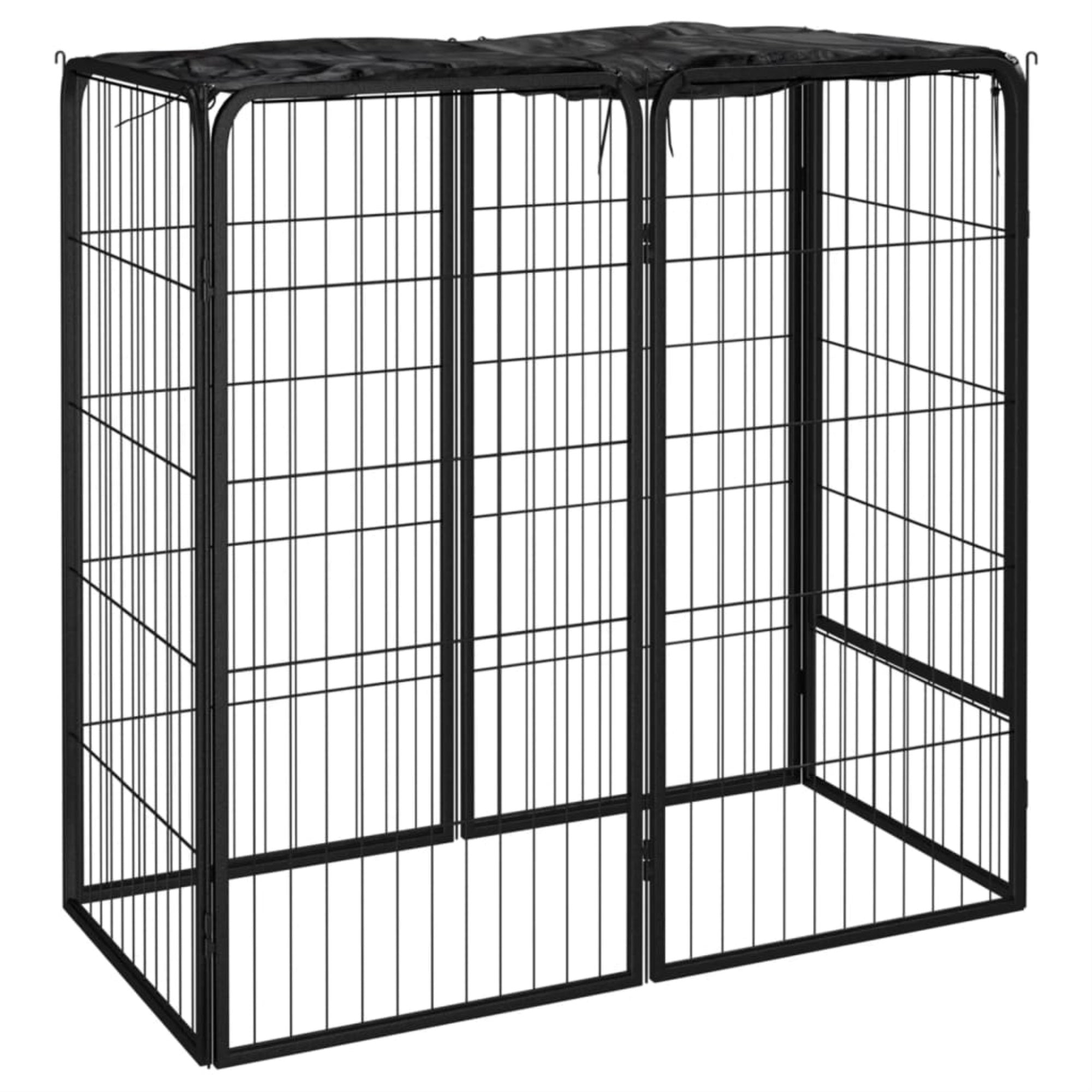 Vidaxl Dog Playpen 6 Panels Black 19.7'X39.4' Powder-Coated Steel