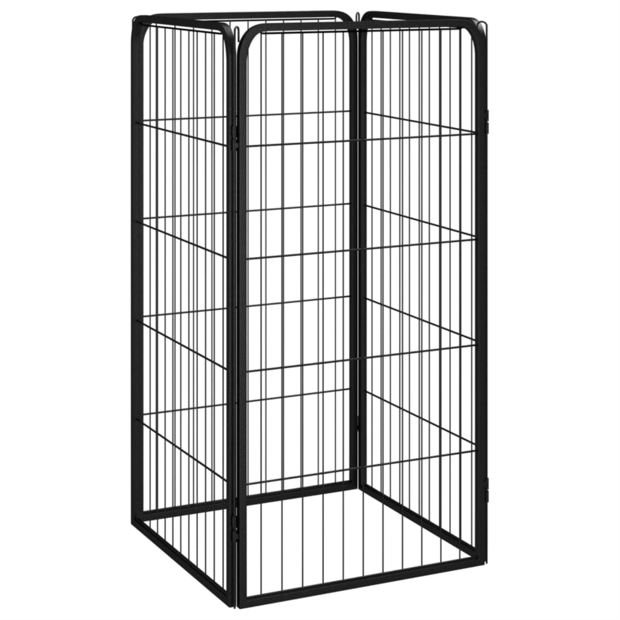 Vidaxl Dog Playpen 4 Panels Black 19.7'X39.4' Powder-Coated Steel