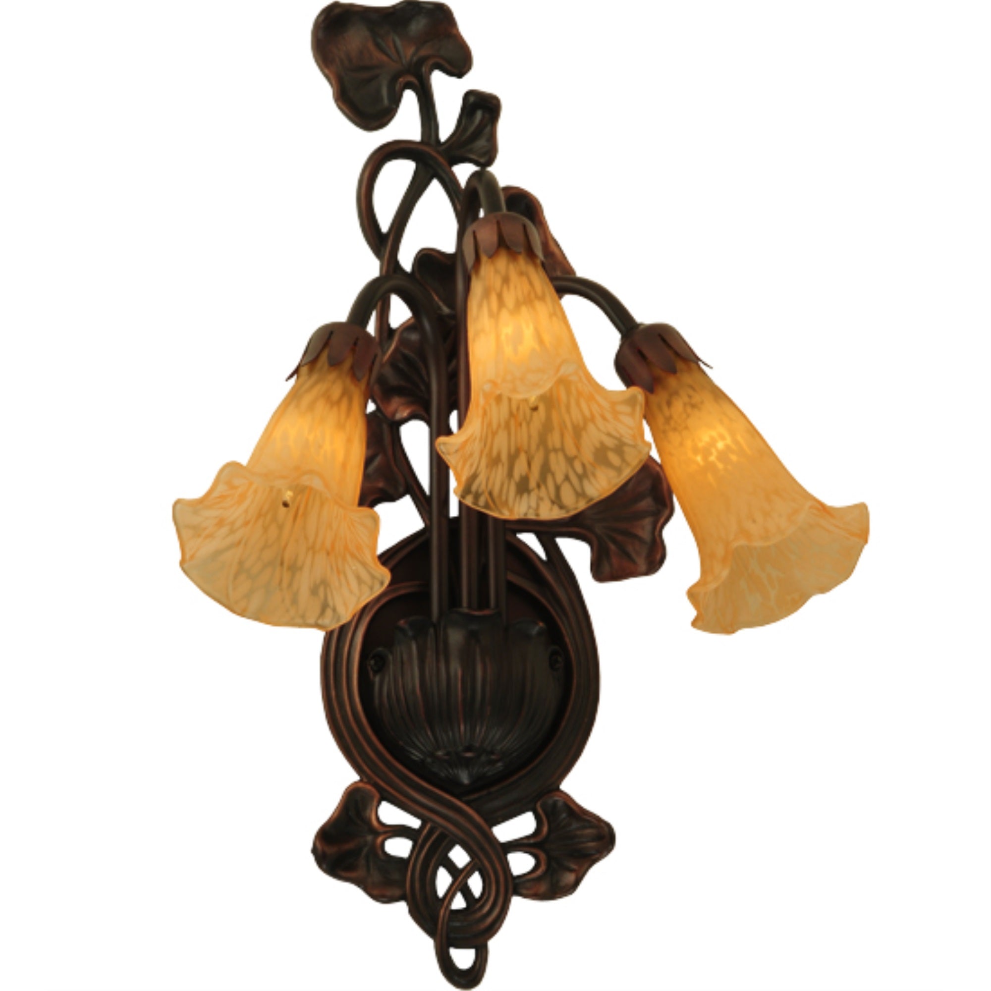 10.5'W Amber Pond Lily 3 Lt Wall Sconce