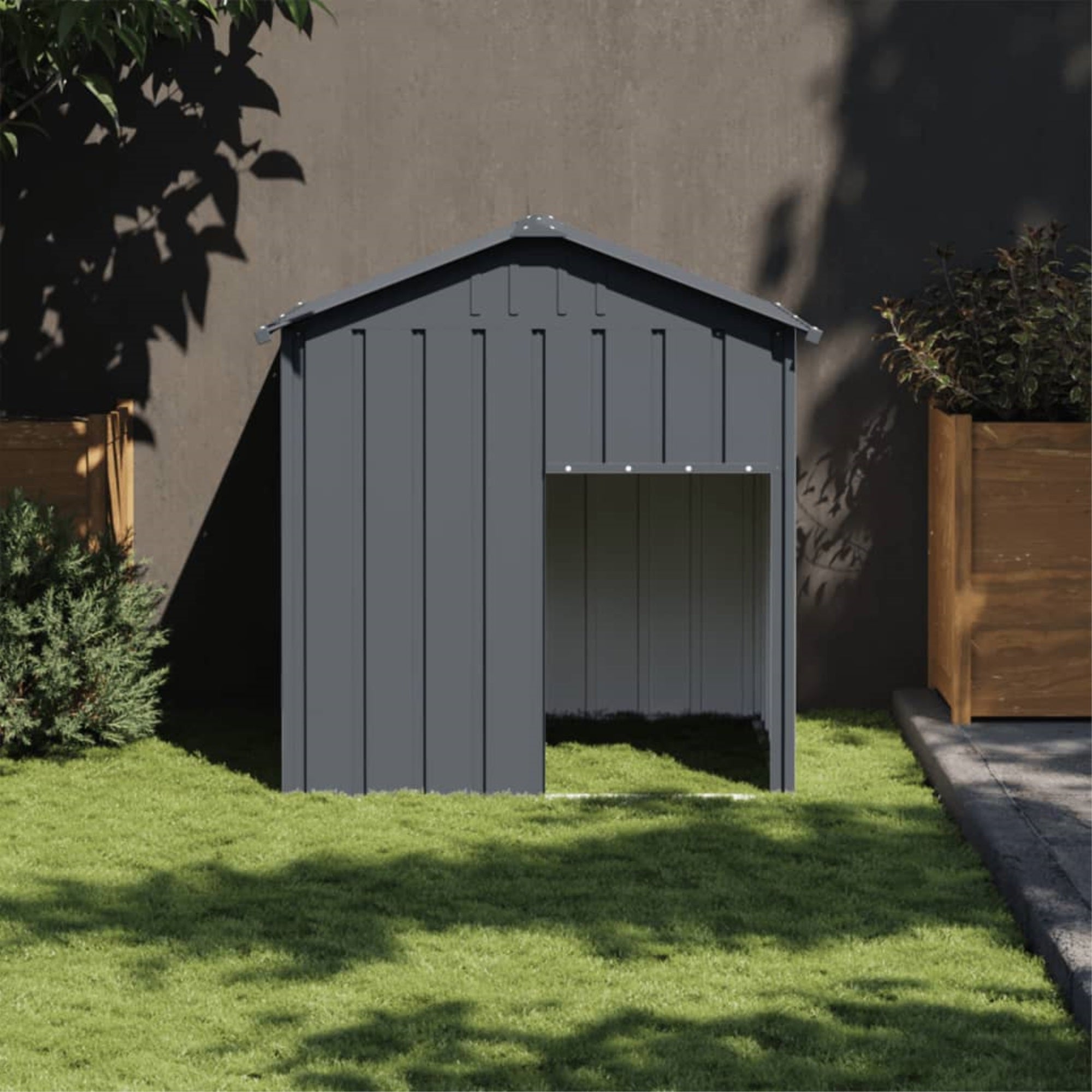 Vidaxl Dog House With Roof Anthracite 46.1'X40.6'X48.4' Galvanized Steel