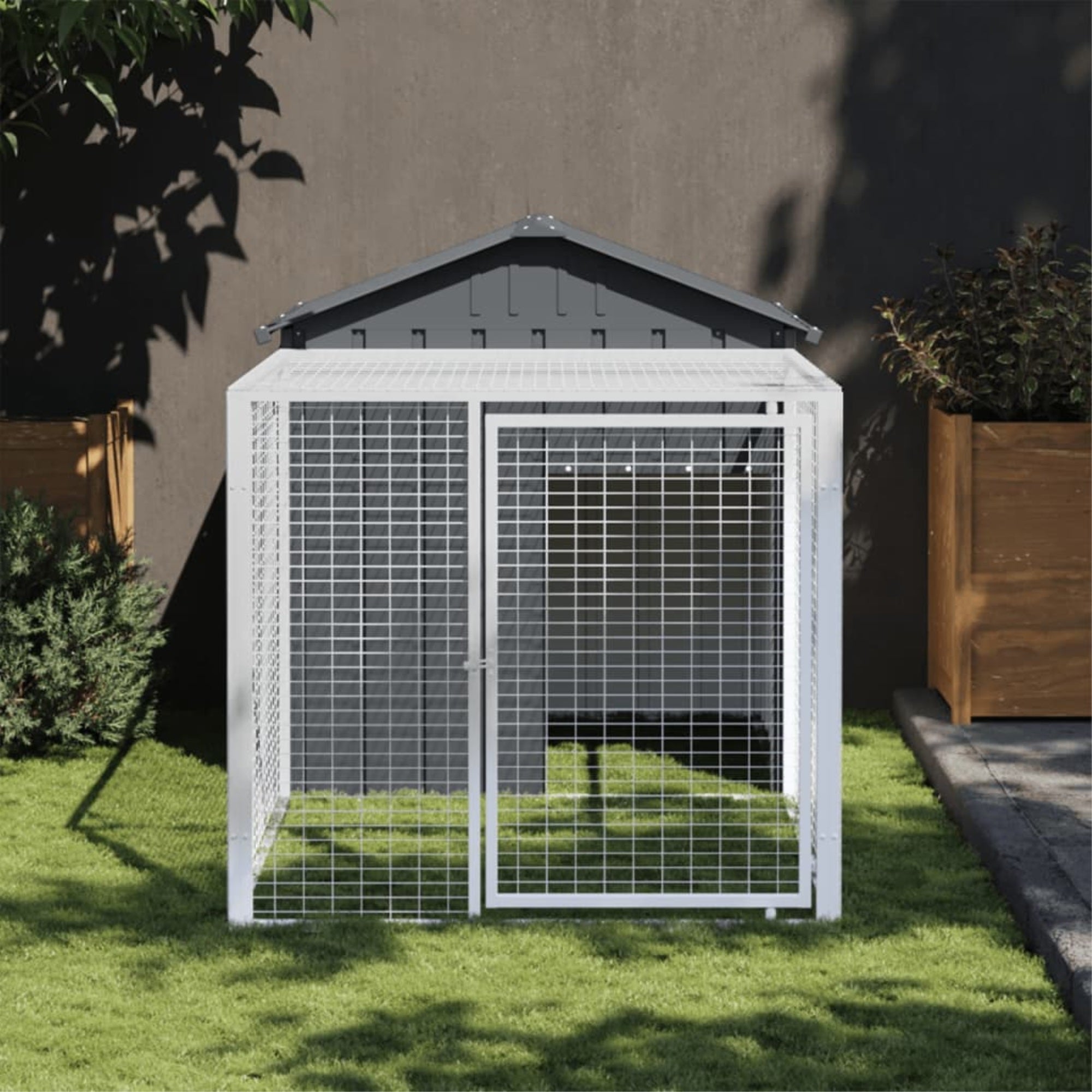 Vidaxl Chicken Cage With Run Anthracite 46.1'X79.1'X48.4' Galvanized Steel