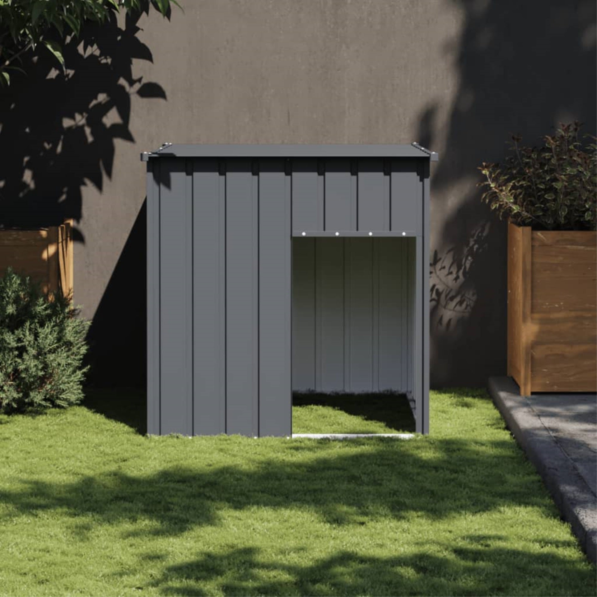 Vidaxl Dog House With Roof Anthracite 43.3'X40.6'X42.9' Galvanized Steel