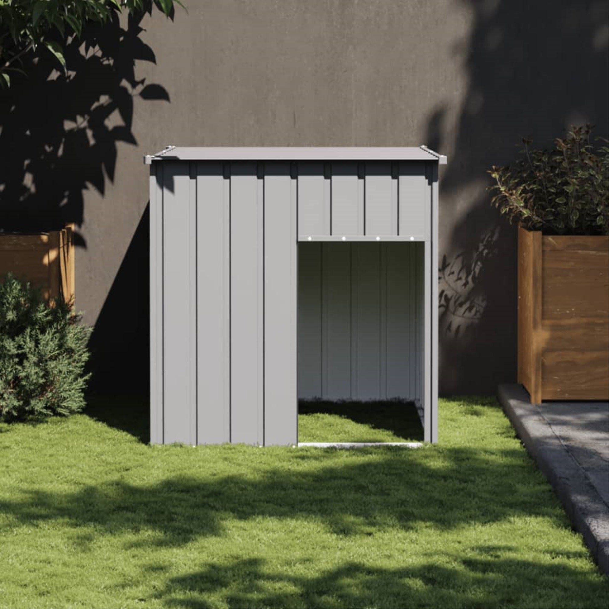 Vidaxl Dog House With Roof Light Gray 43.3'X40.6'X42.9' Galvanized Steel