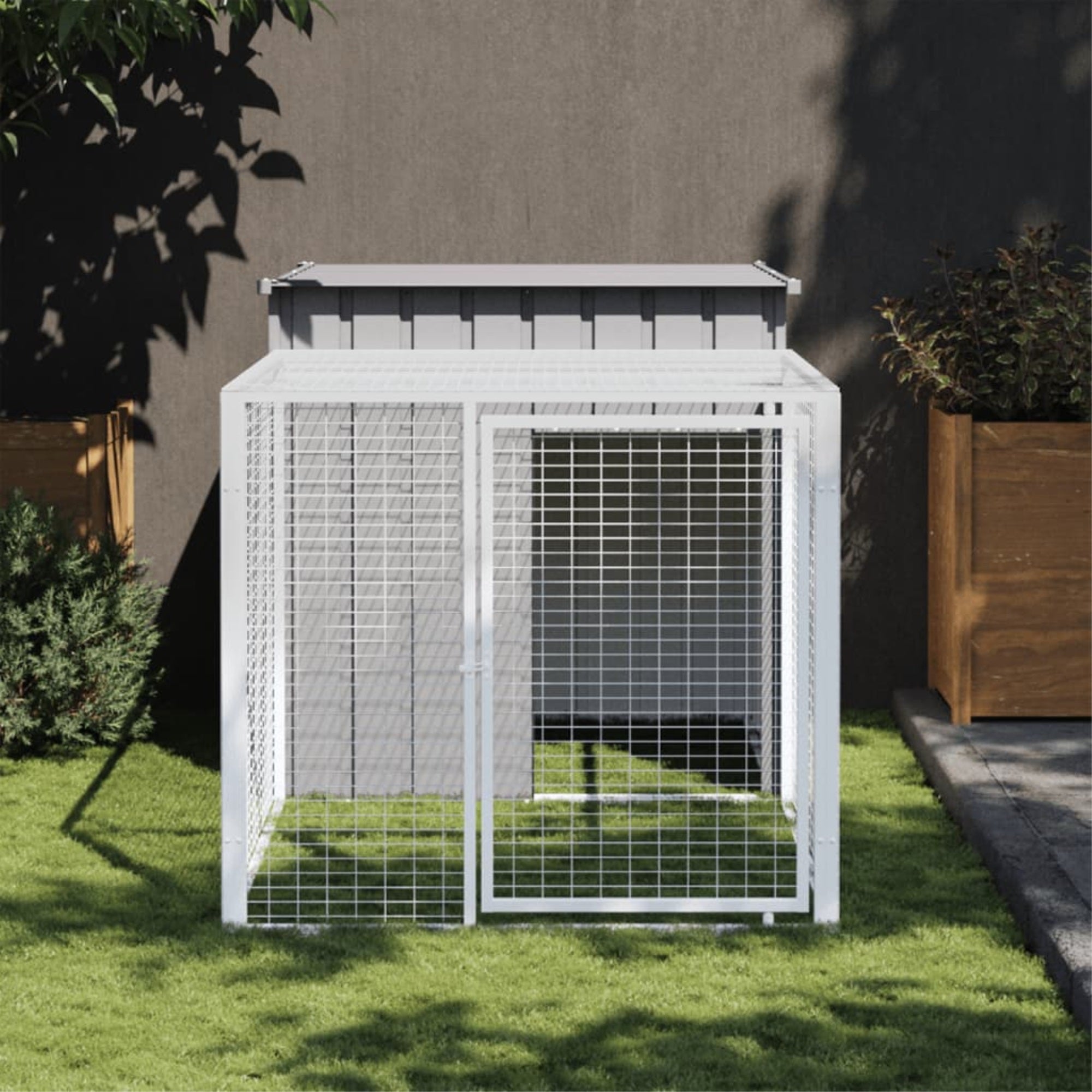 Vidaxl Chicken Cage With Run Light Gray 43.3'X79.1'X43.3' Galvanized Steel