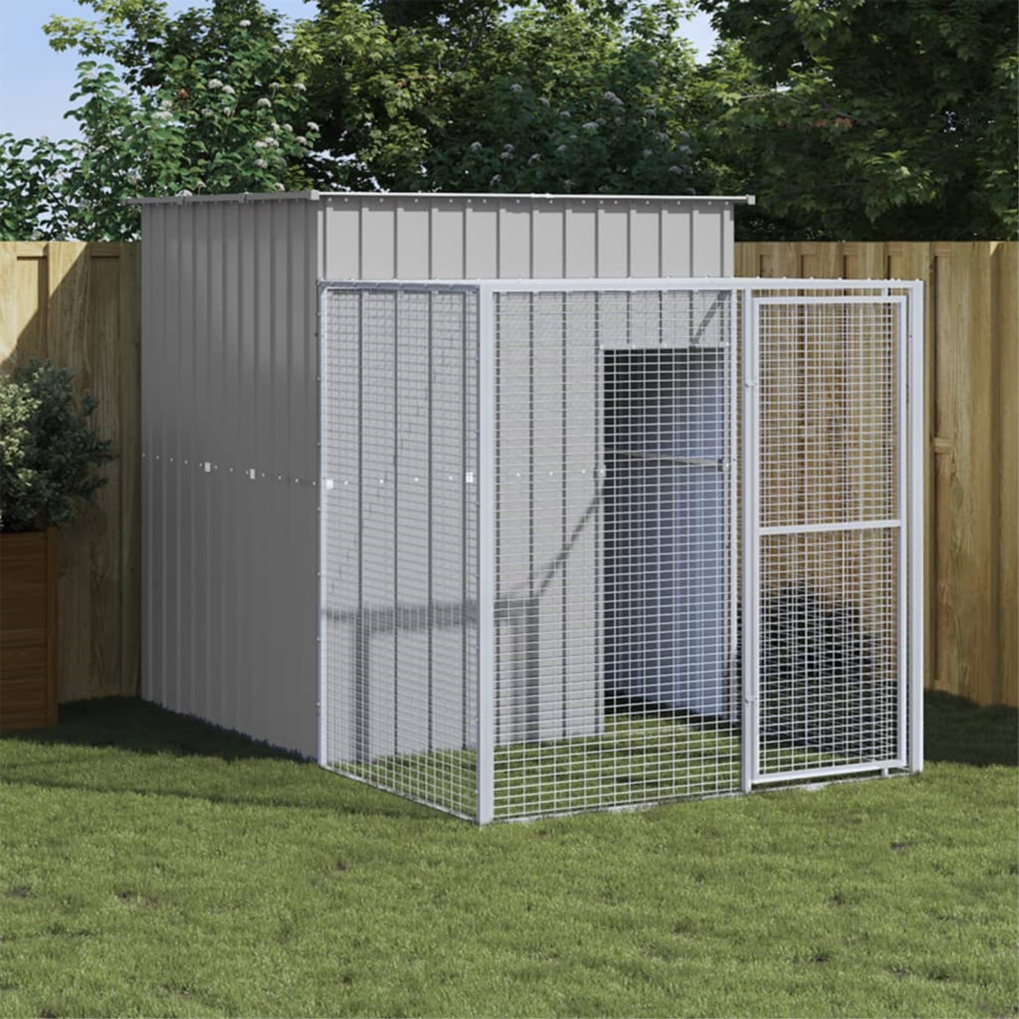 Vidaxl Chicken Cage With Run Light Gray 65'X98.8'X71.3' Galvanized Steel