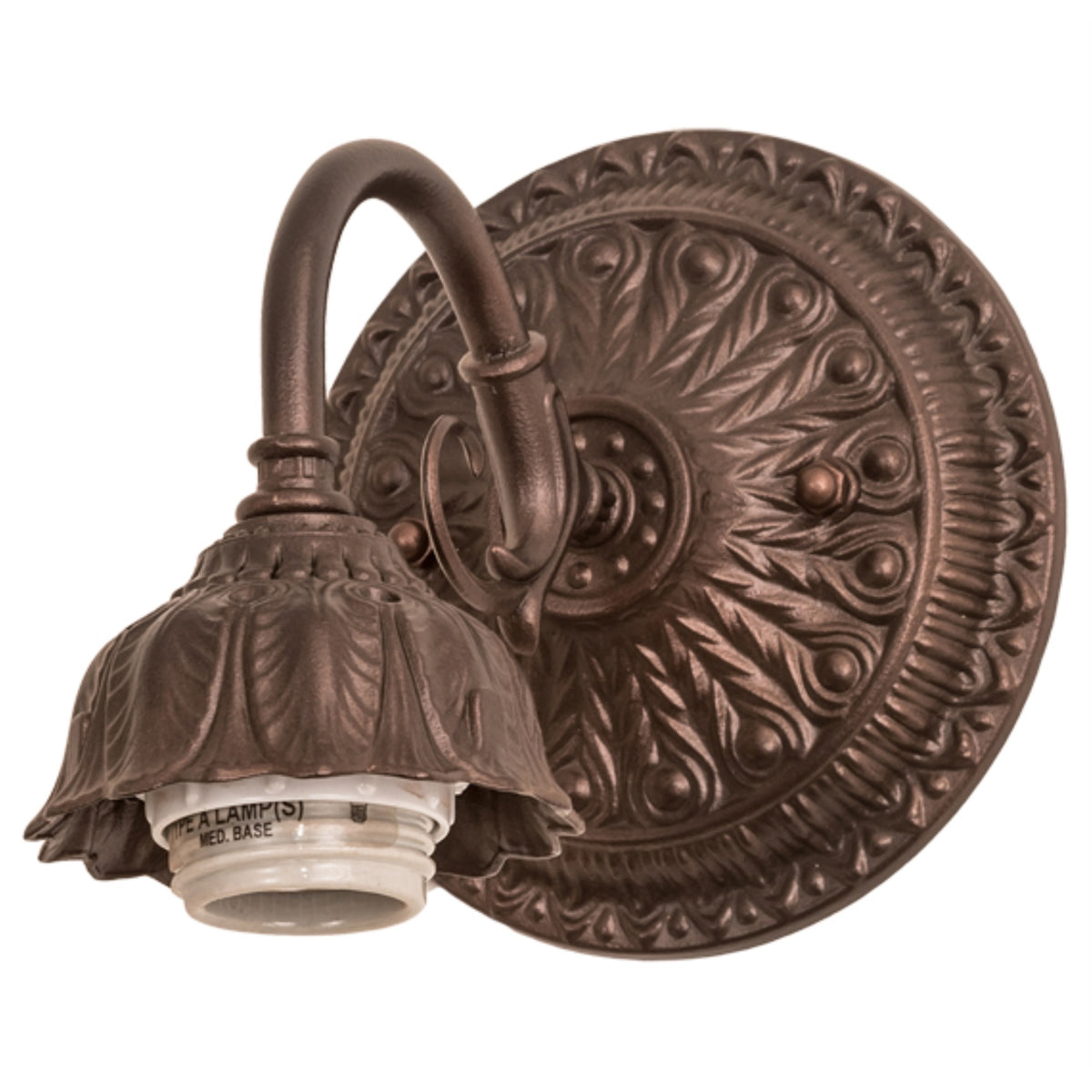 5' Wide Mahogany Bronze 1 Lt Wall Sconce Hardware