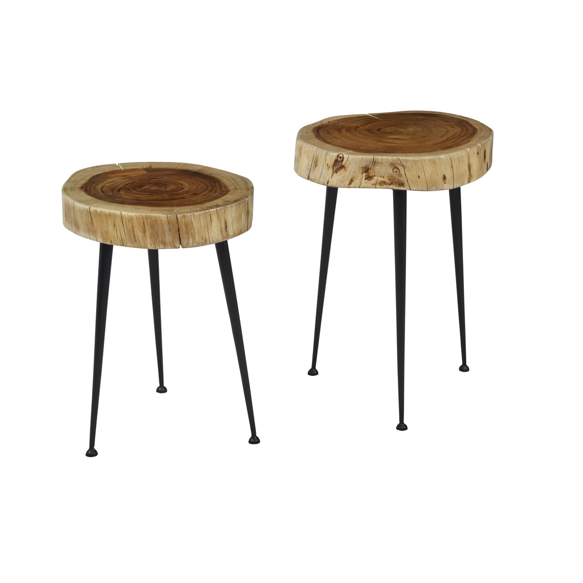 Global Archive Flat-Pack Wood And Iron Accent Tables (Set Of 2)