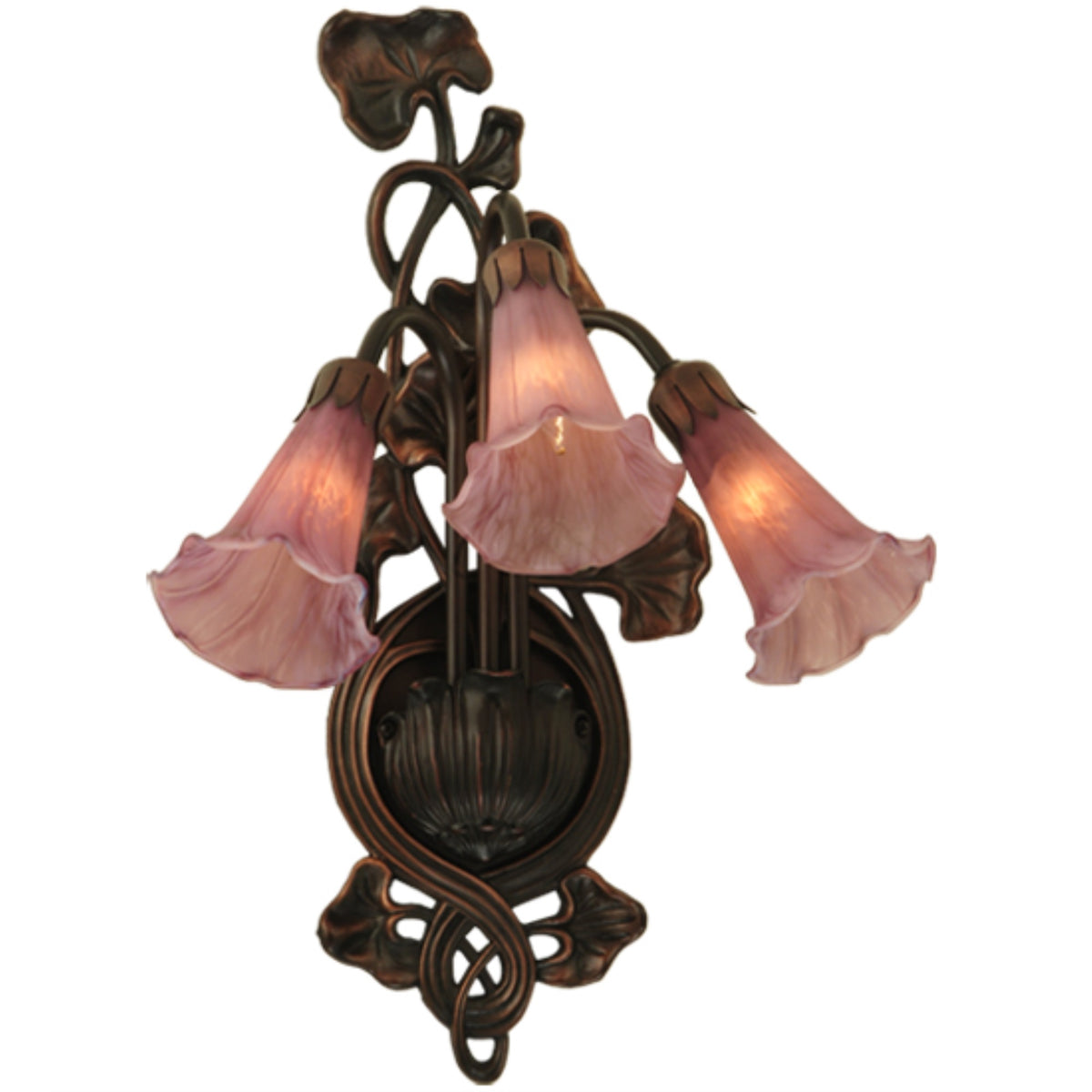 10.5'W Lavender Pond Lily 3 Lt Wall Sconce