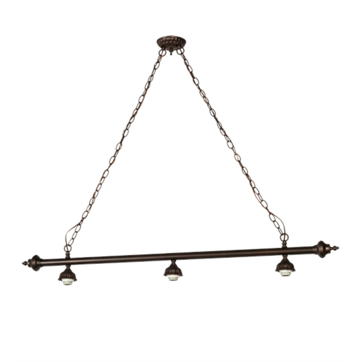 52'L Mahogany Bronze 3 Lt Island Pendant Hardware