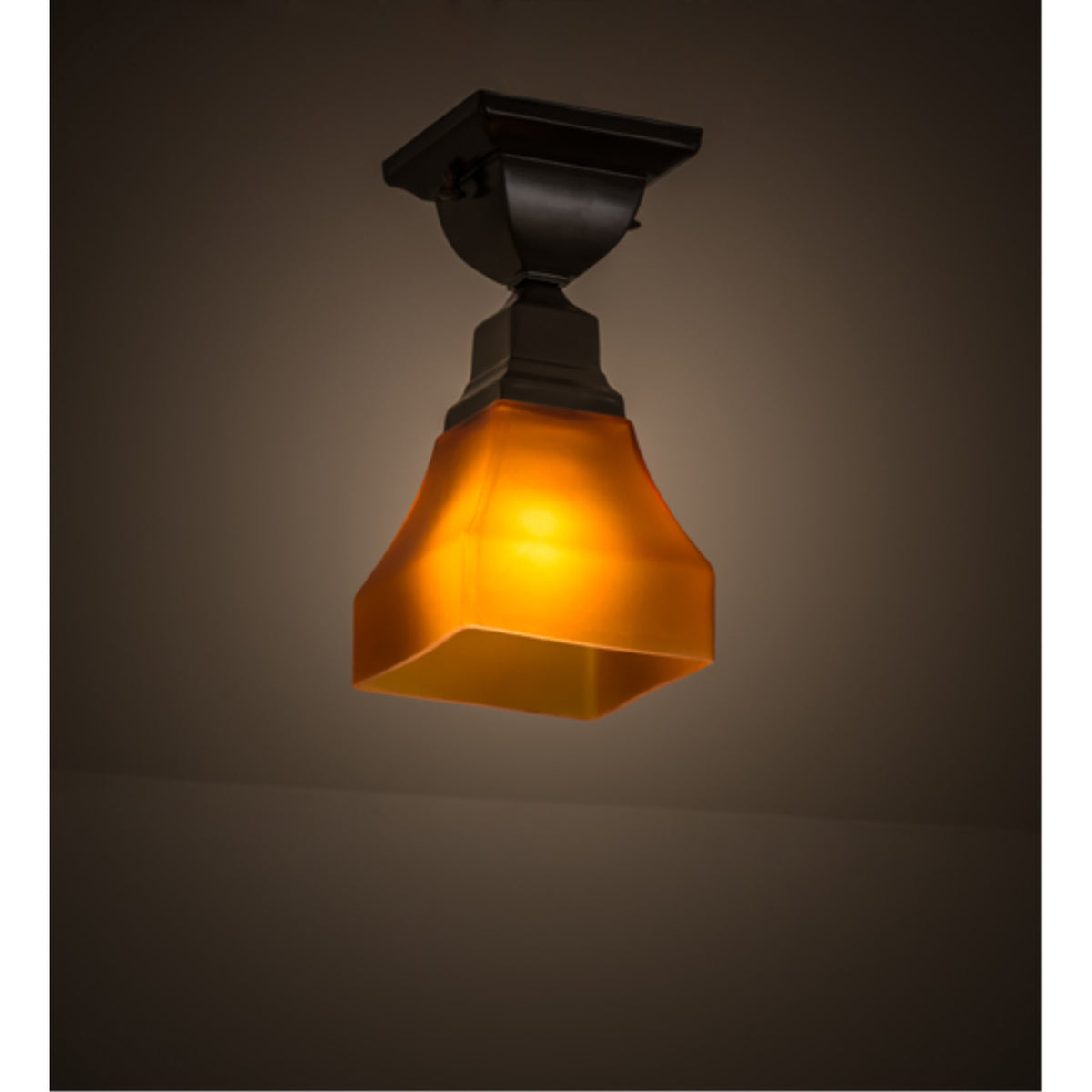 5'Sq Bungalow Frosted Amber Flushmount