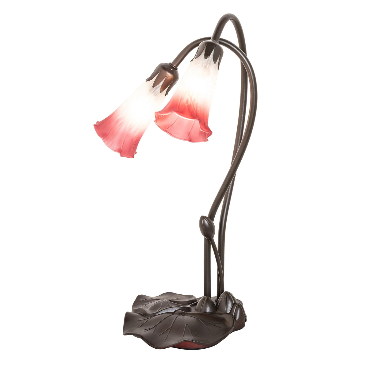 16' High Pink/White Tiffany Pond Lily 2 Light Accent Lamp
