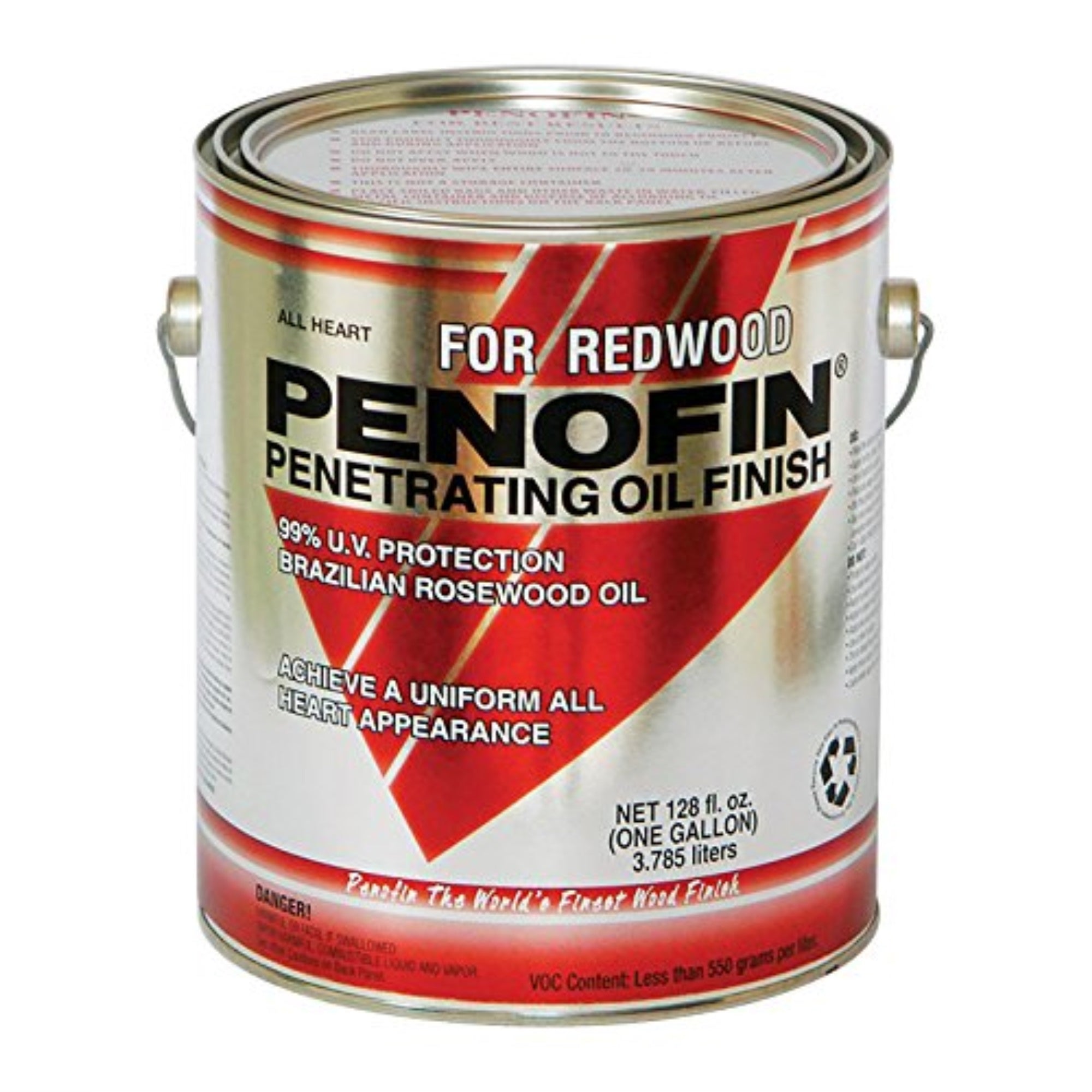 1738186 Stain Rdwd 250 Rdwd Gl Penofin All Heart Transparent Redwood Oil-Based Oil-Based Penetrating Wood Stain 1 Gal (Pack Of 4