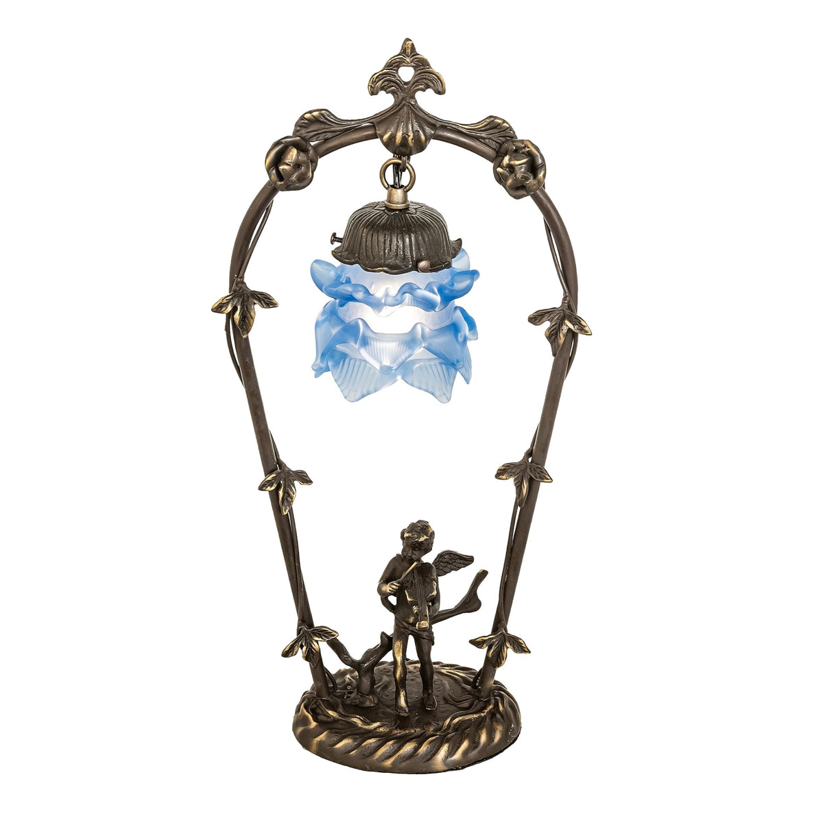 19' High Blue Cherub With Violin Mini Lamp