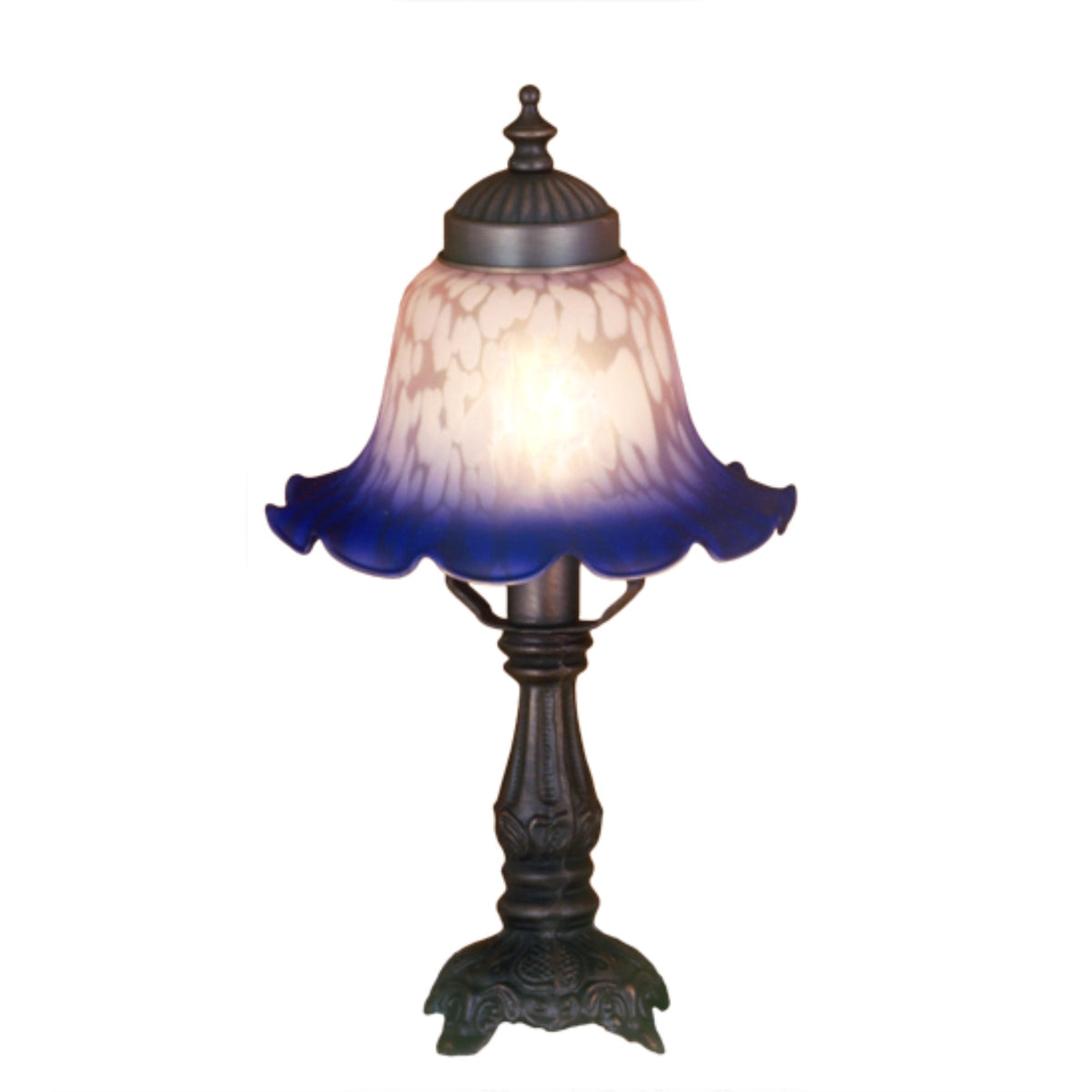 12.5' High Fluted Bell White & Blue Mini Lamp