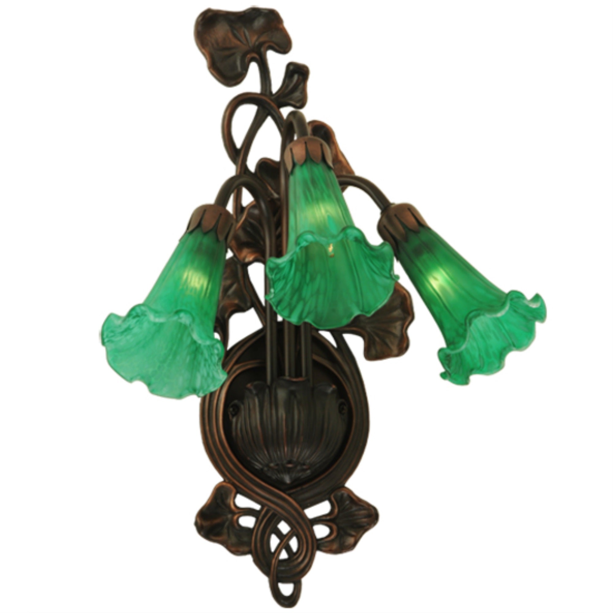 10.5'W Green Pond Lily 3 Lt Wall Sconce