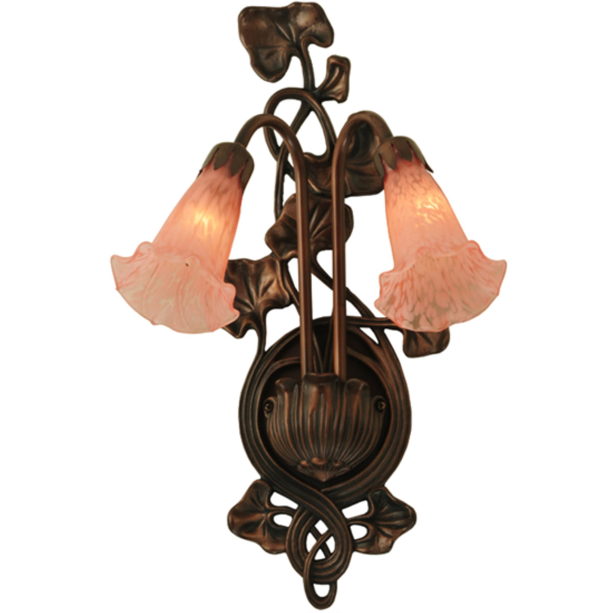 11'W Pink Pond Lily 2 Lt Wall Sconce