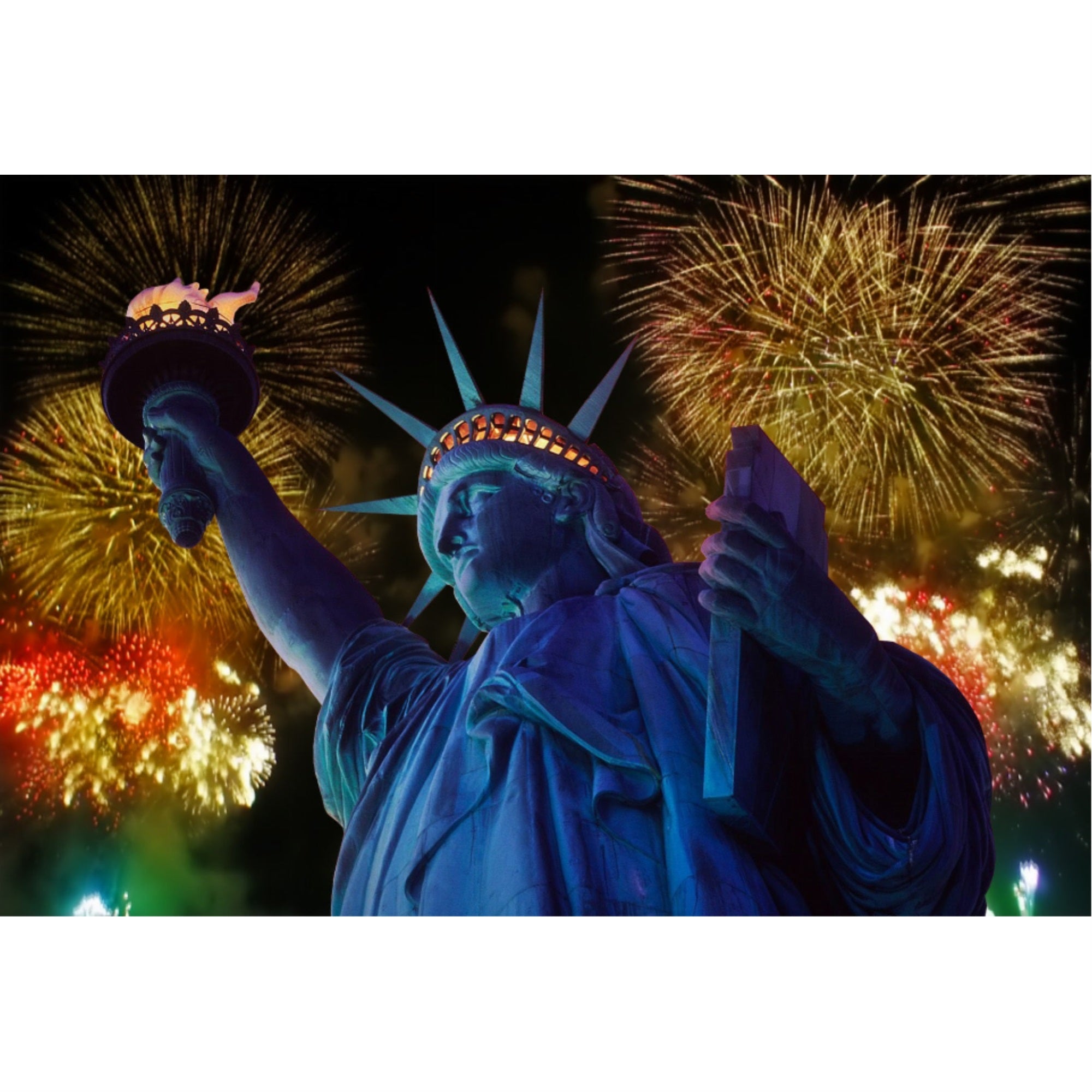 Statue Of Liberty Fireworks - Motion Postcard