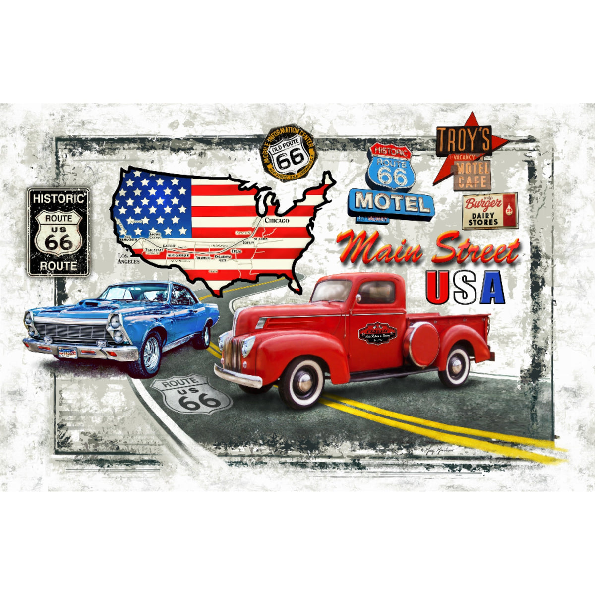 Usa Classic Cars - 3D Postcard