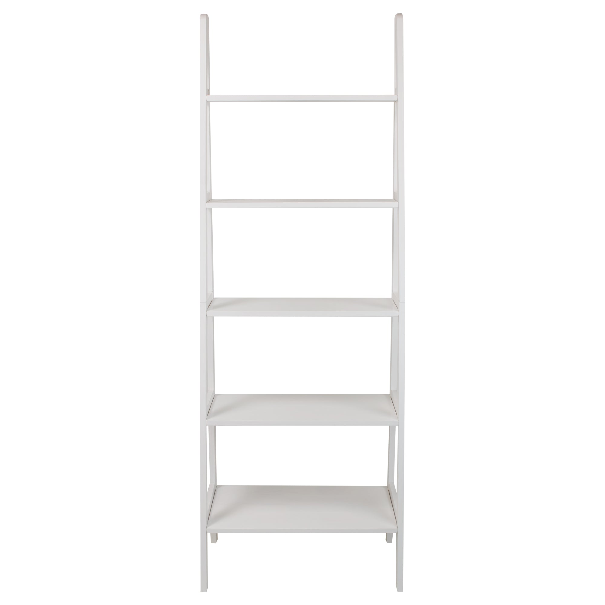 5-Shelf Ladder Bookcase-White