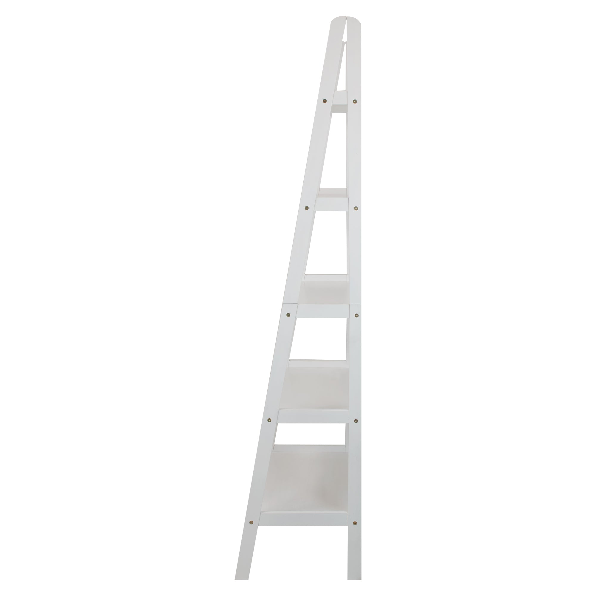 5-Shelf Ladder Bookcase-White