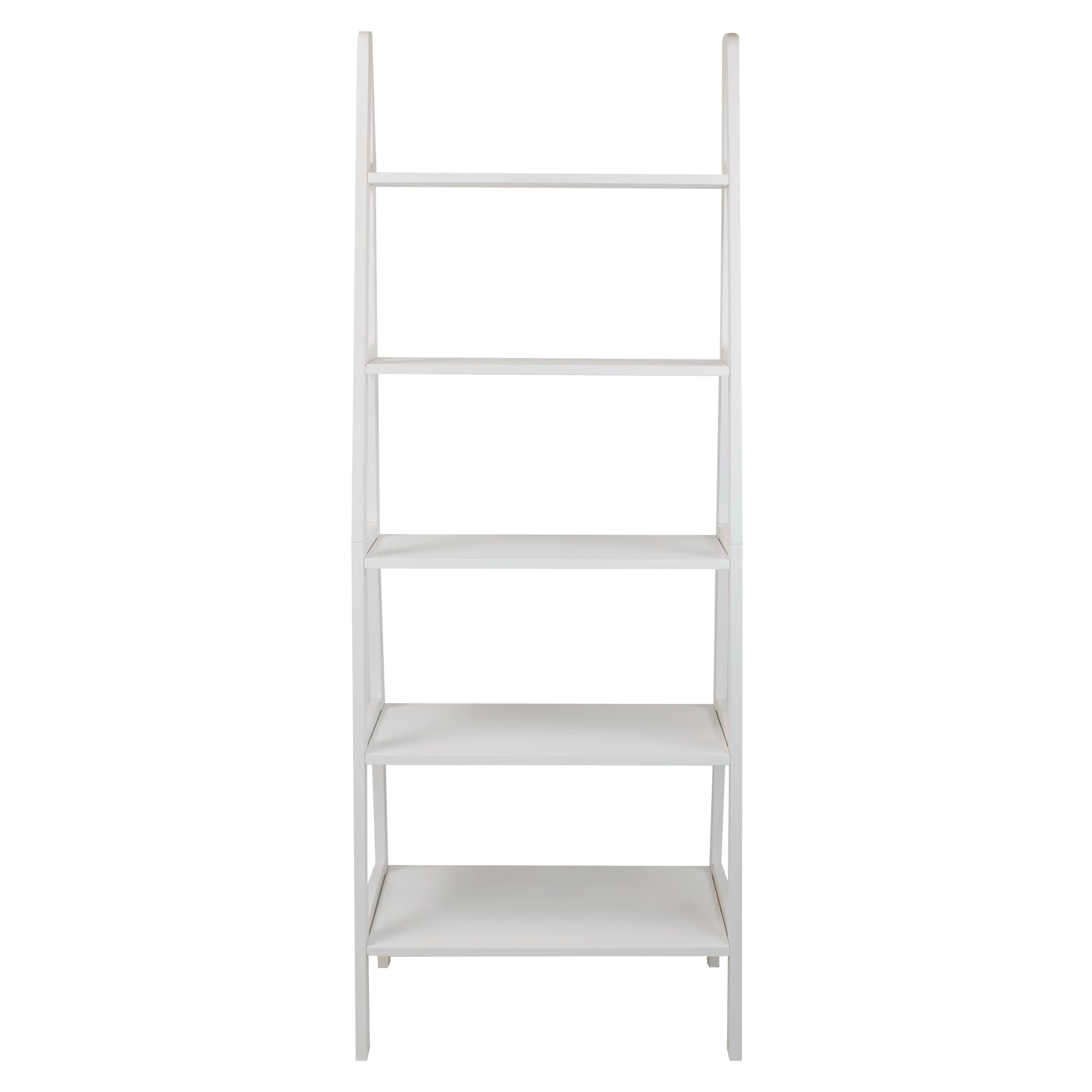 5-Shelf Ladder Bookcase-White