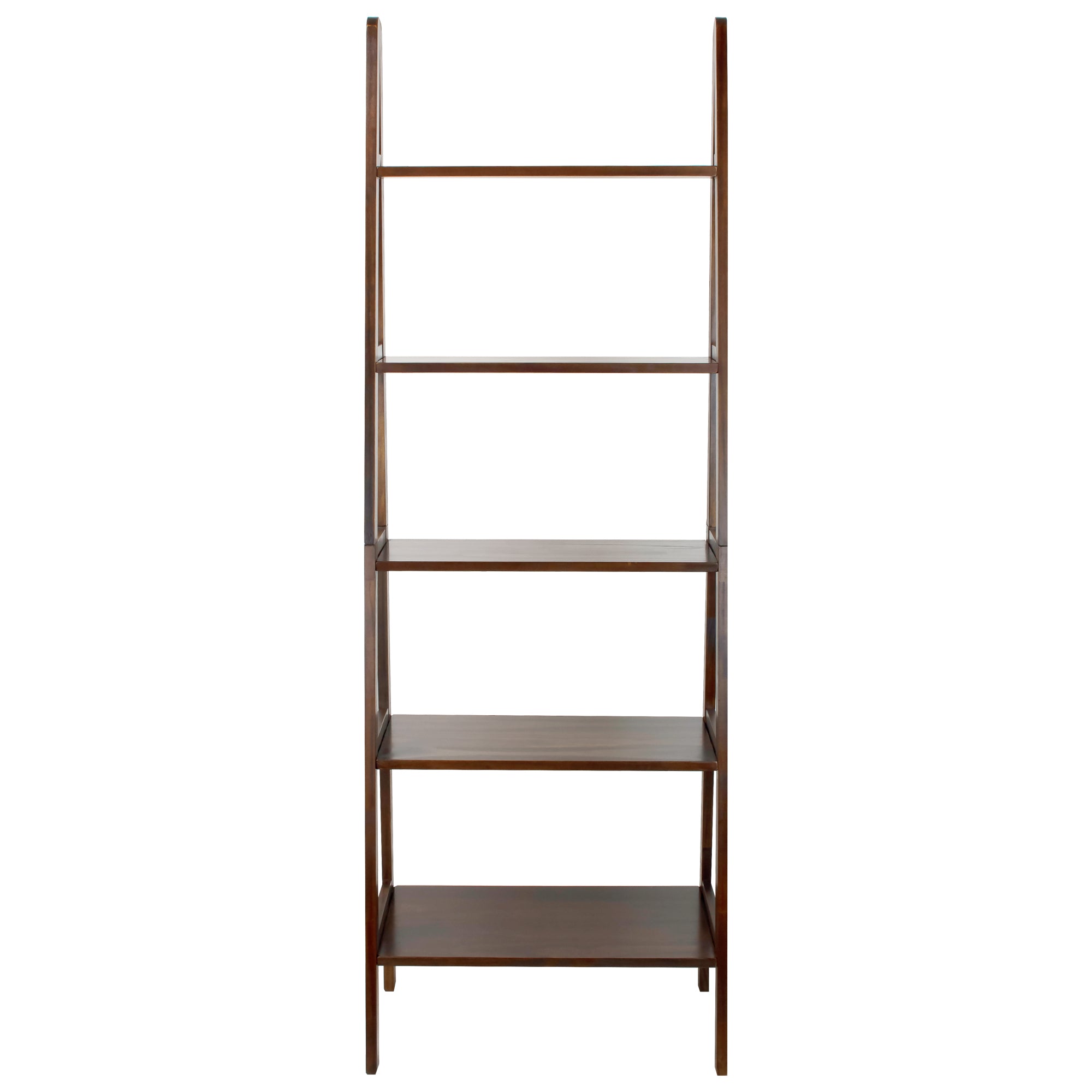 5-Shelf Ladder Bookcase-Warm Brown