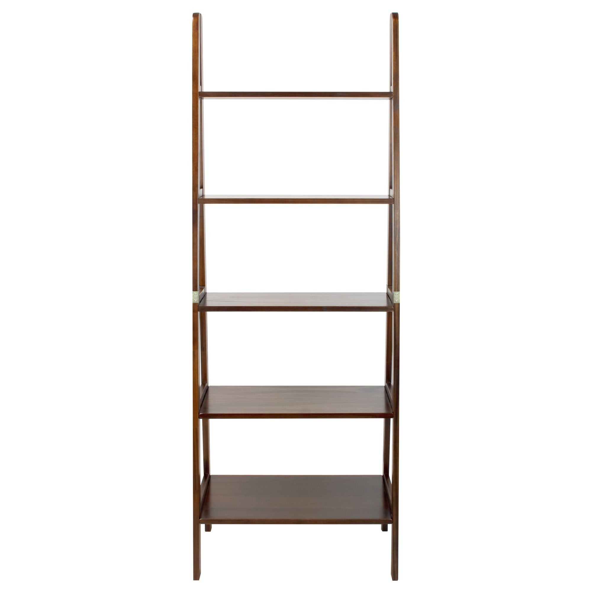 5-Shelf Ladder Bookcase-Warm Brown