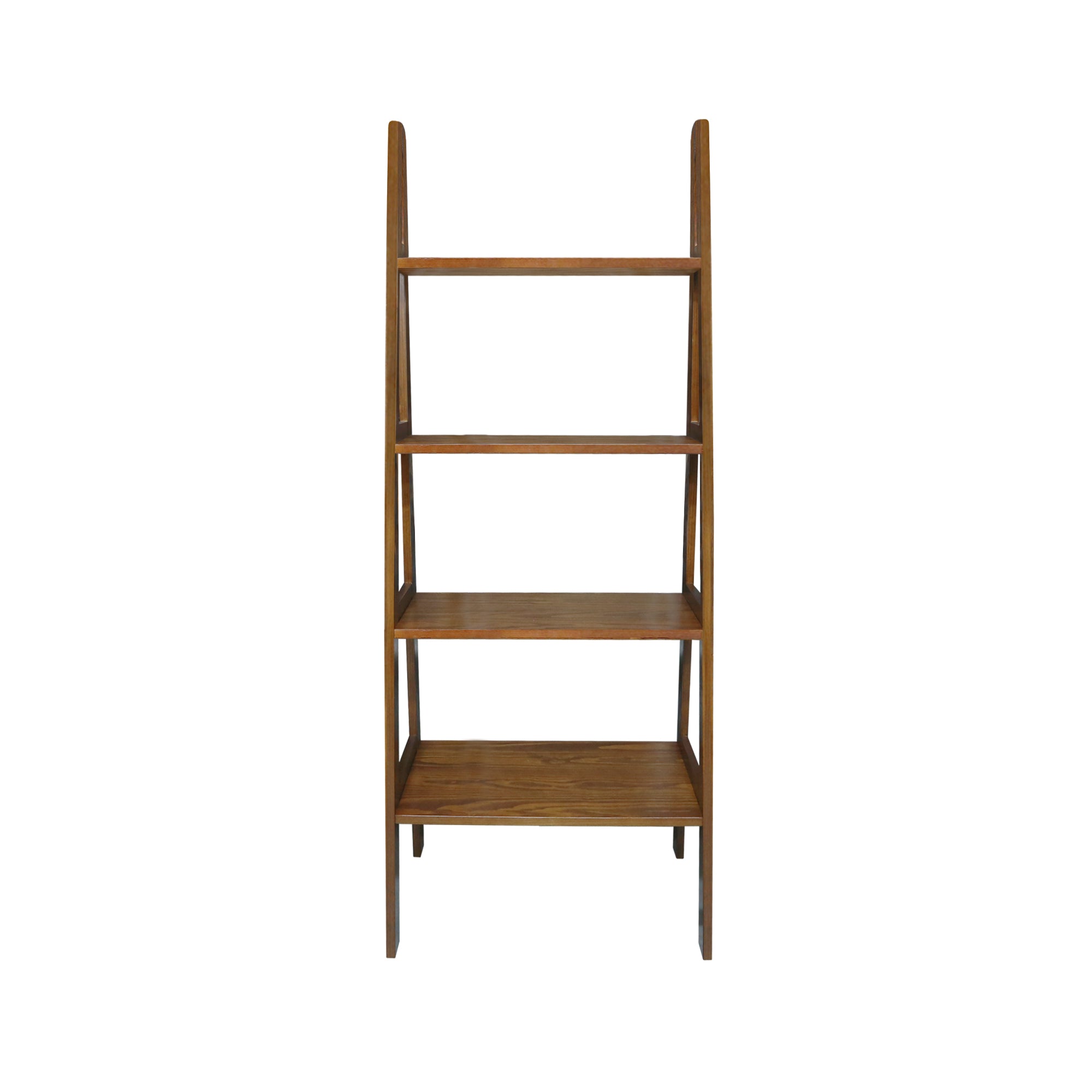 4-Shelf Ladder Bookcase, Warm Brown