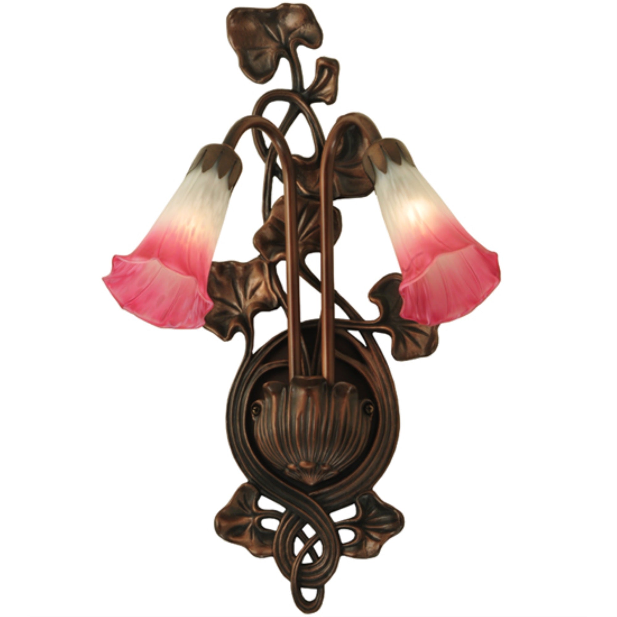 11'W Pink/White Pond Lily 2 Lt Wall Sconce