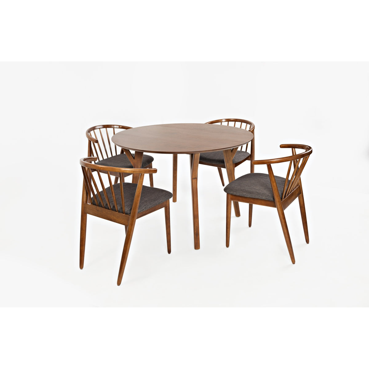 Copenhagen 44' Round Mid-Century Modern Five-Piece Dining Set