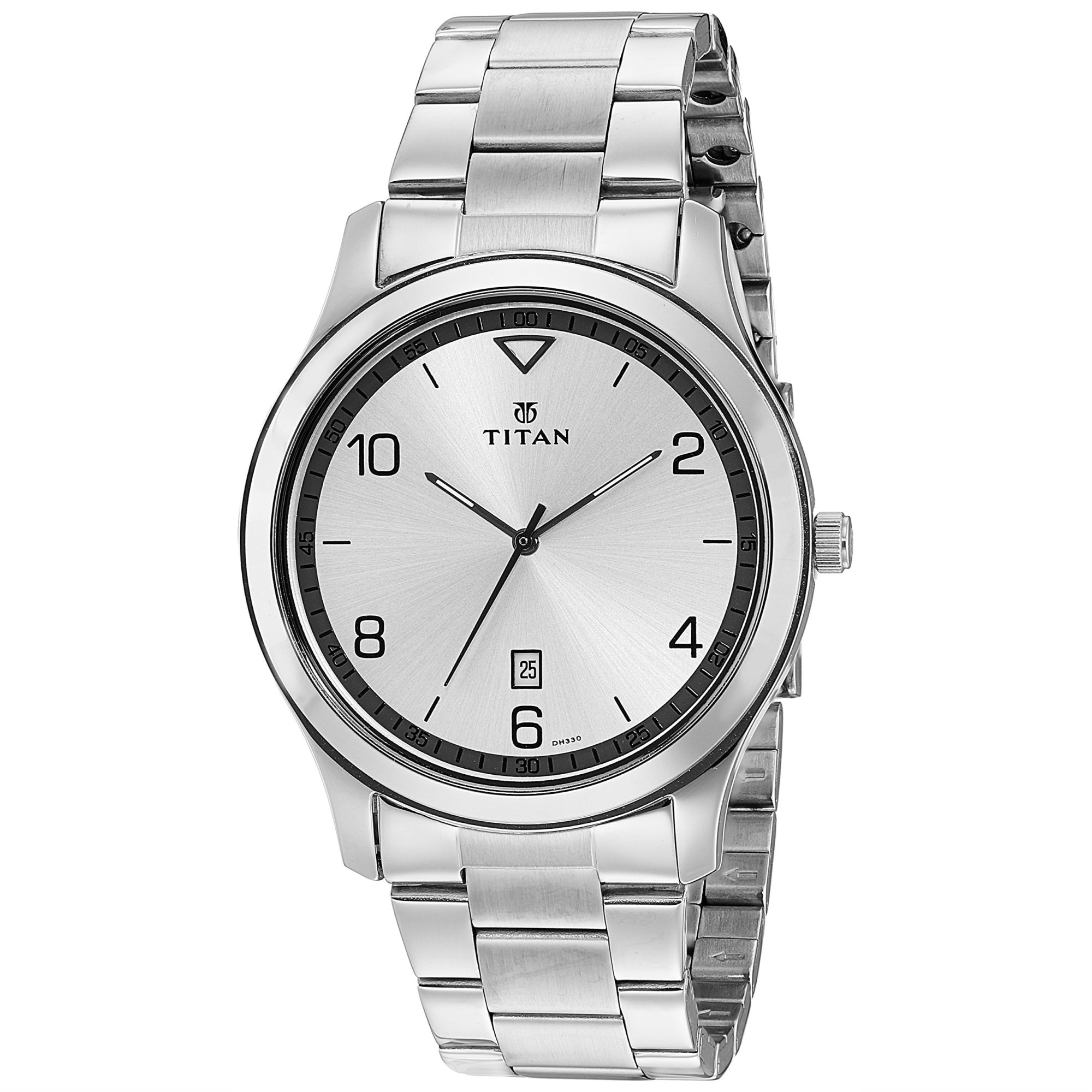 Titan Workwear White Dial Analog with Date Stainless Steel Strap Watch for Men-NS1770SM01