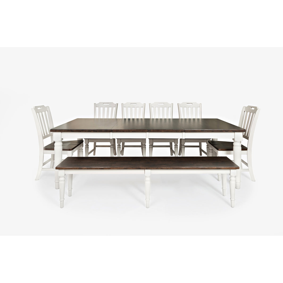 Orchard Park Solid Rubberwood 96' Eight-Piece Farmhouse Dining Set With Bench