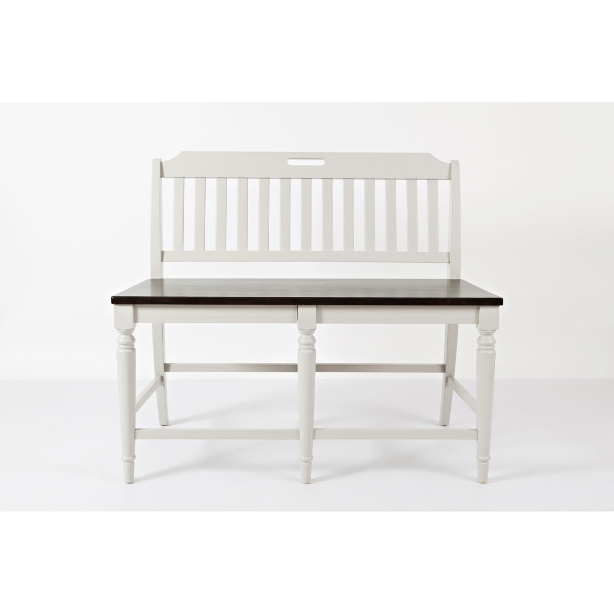 Orchard Park Farmhouse Solid Rubberwood 48' Slatback Counter Height Bench