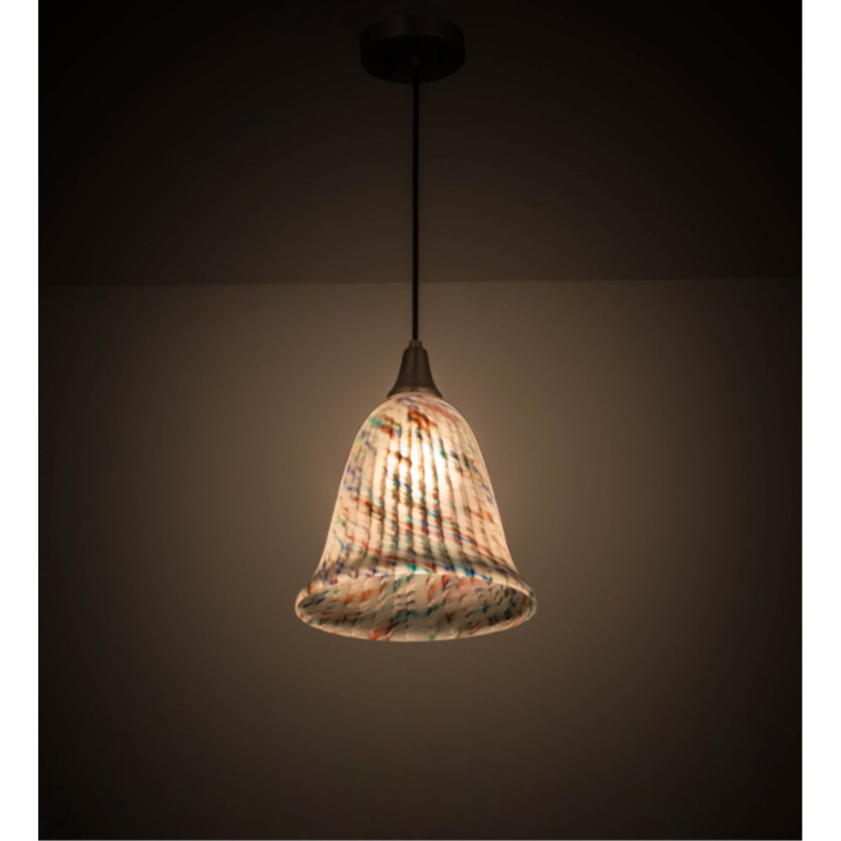 10'W Peacock Pate-De-Verre Pendant