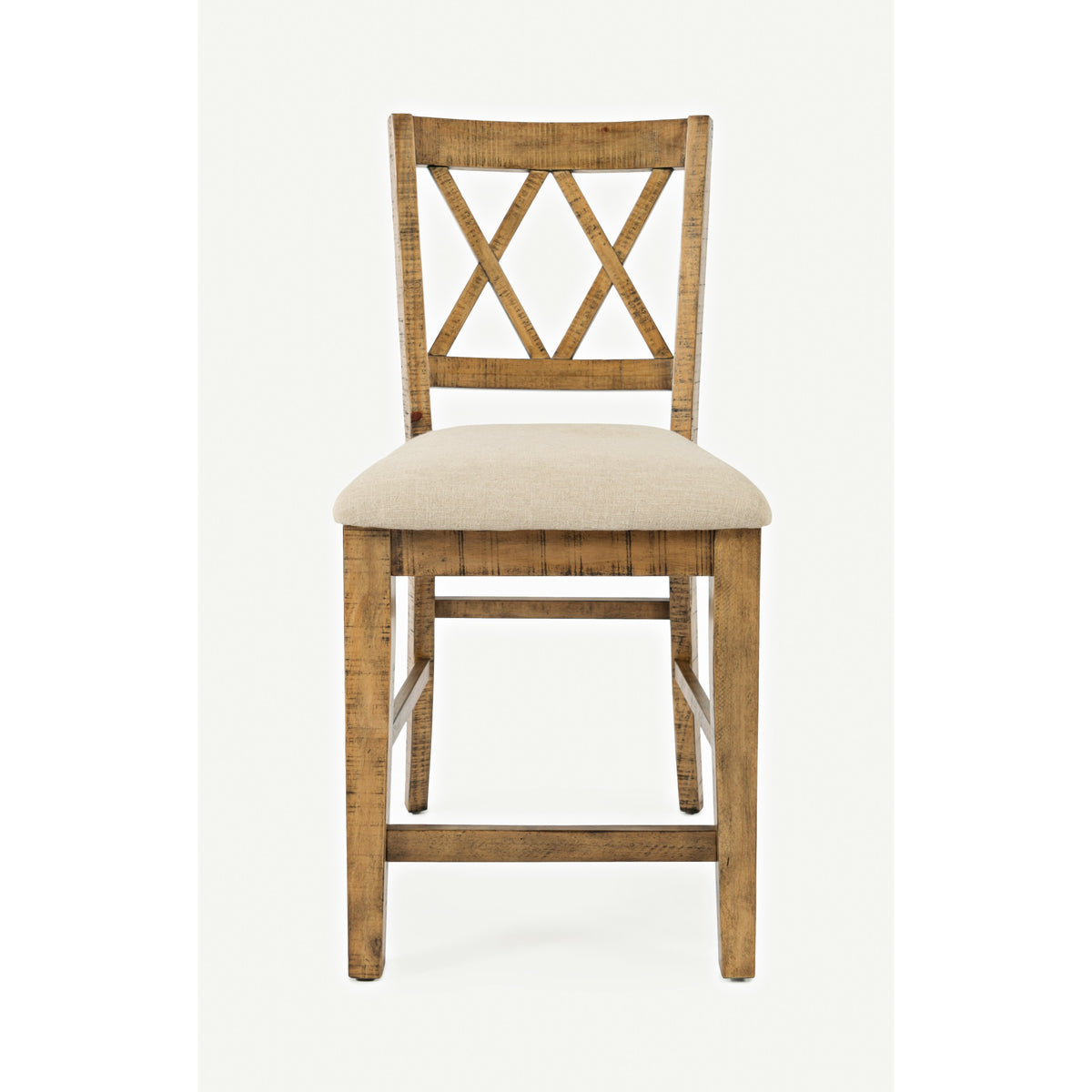 Telluride Rustic Farmhouse Solid Wood Upholstered Counter Stool (Set Of 2)