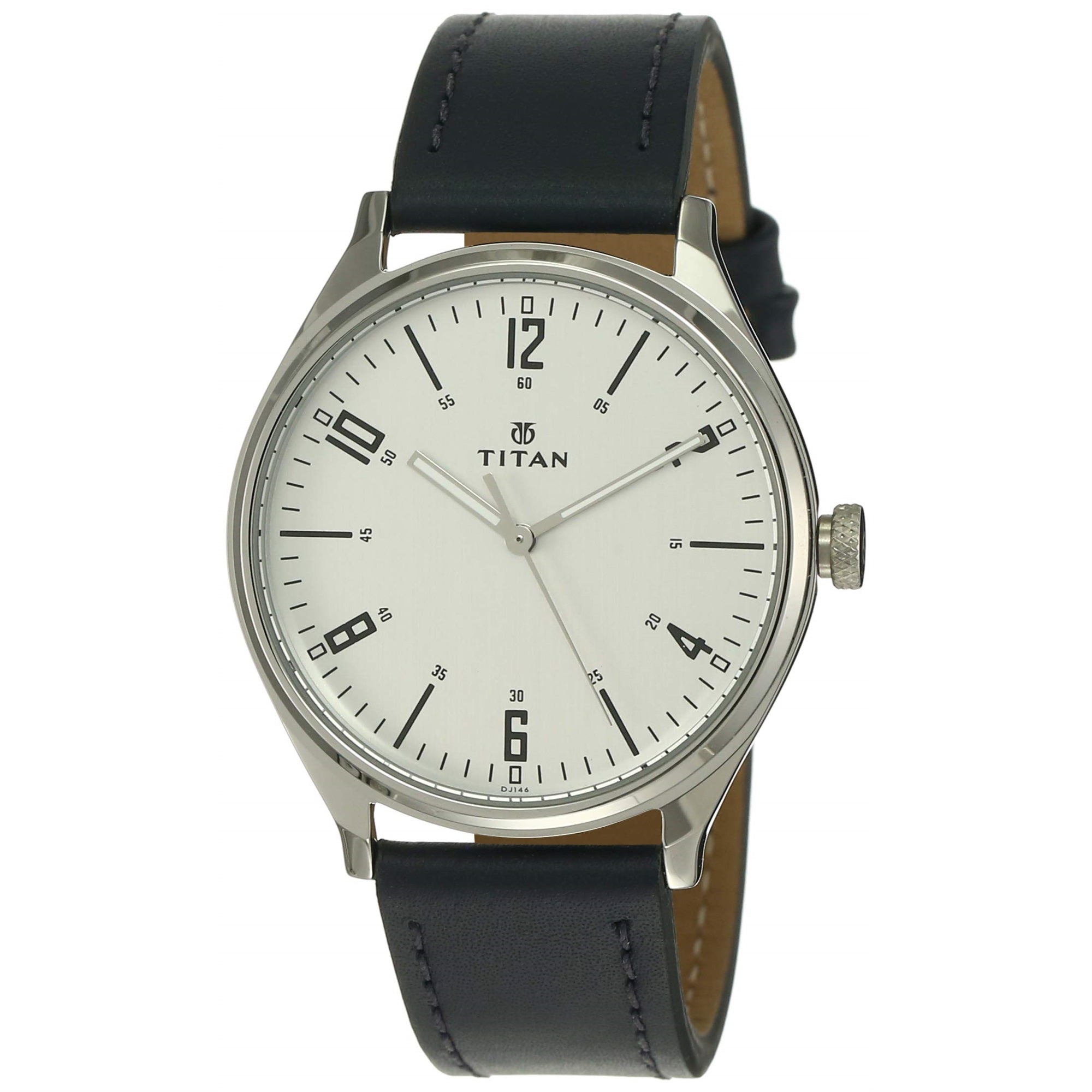 Titan Men's Minimalist Zen Analog Blue Watch: Sleek Leather Strap with Contrast Hands-1802SL02