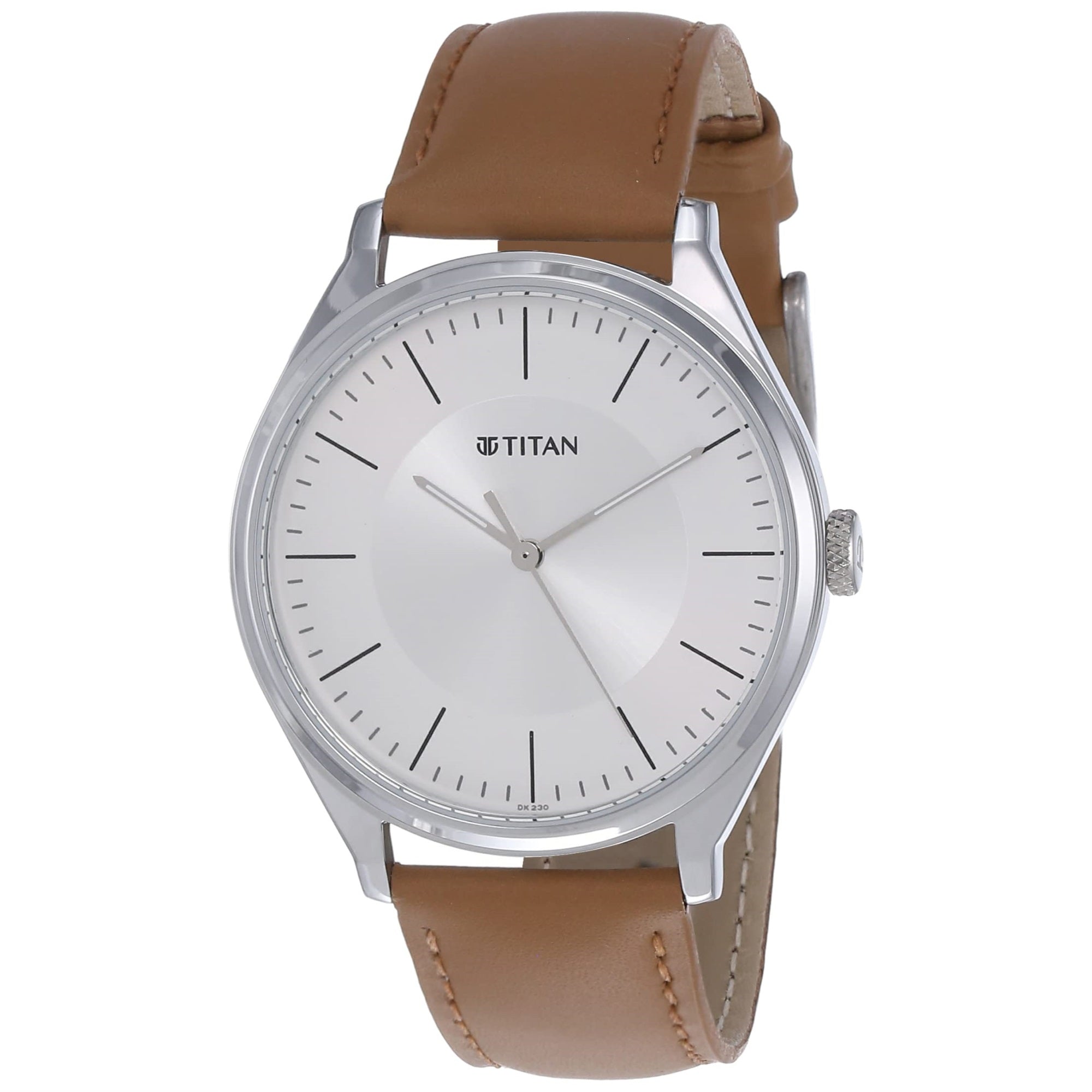 Titan Men's Urban Edge Lustrous White Dial Leather Analog Watch-NP1802SL07